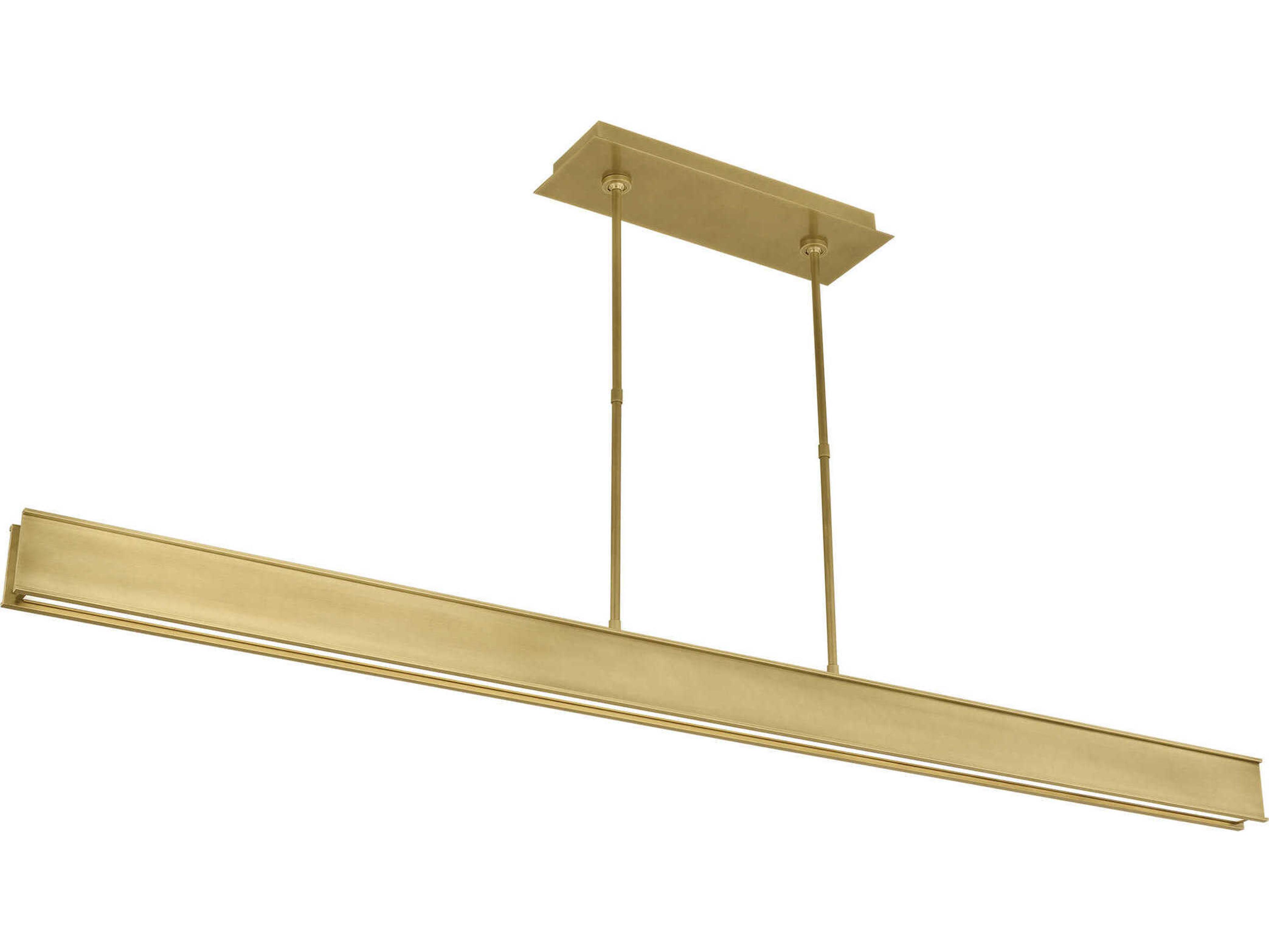 Visual Comfort Modern I-beam 1-Light Plated Brass Linear Island Pendant