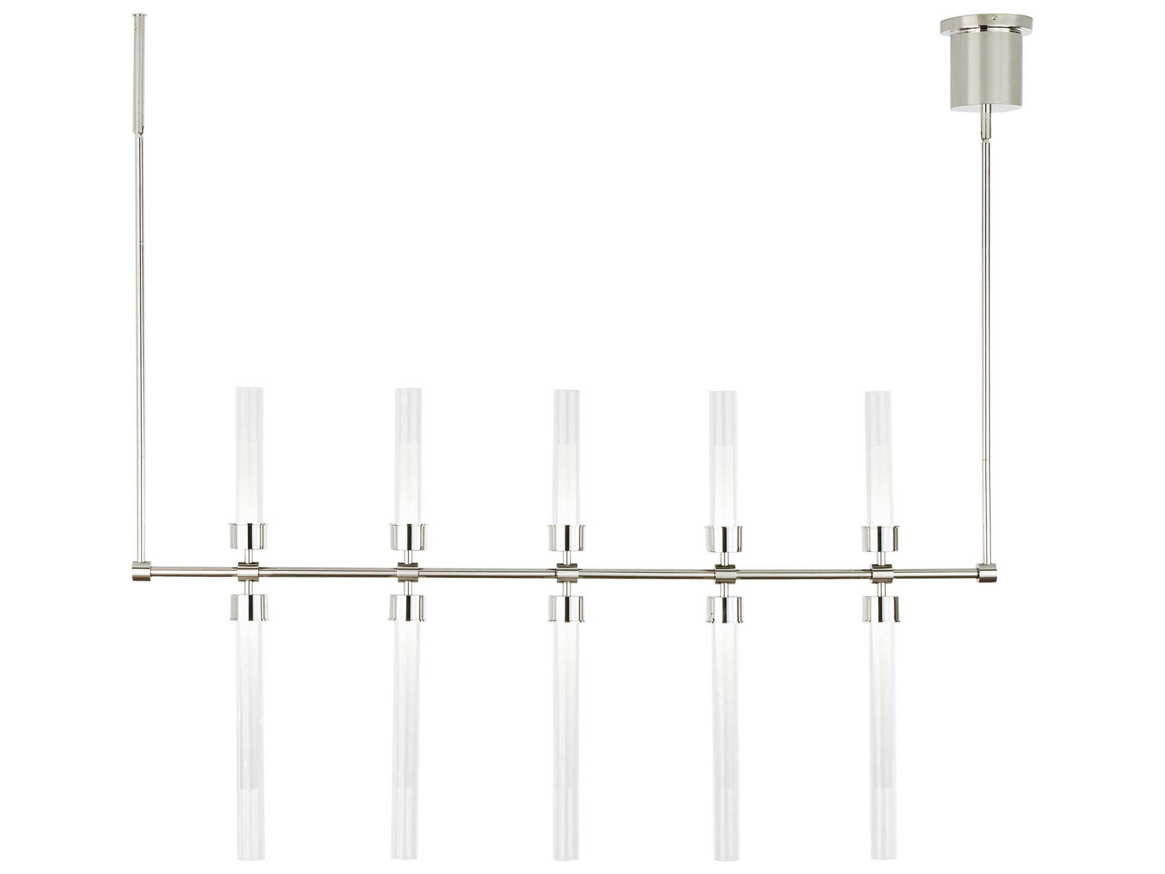 Visual Comfort Modern Linger 10-Light Polished Nickel Linear Island Pendant