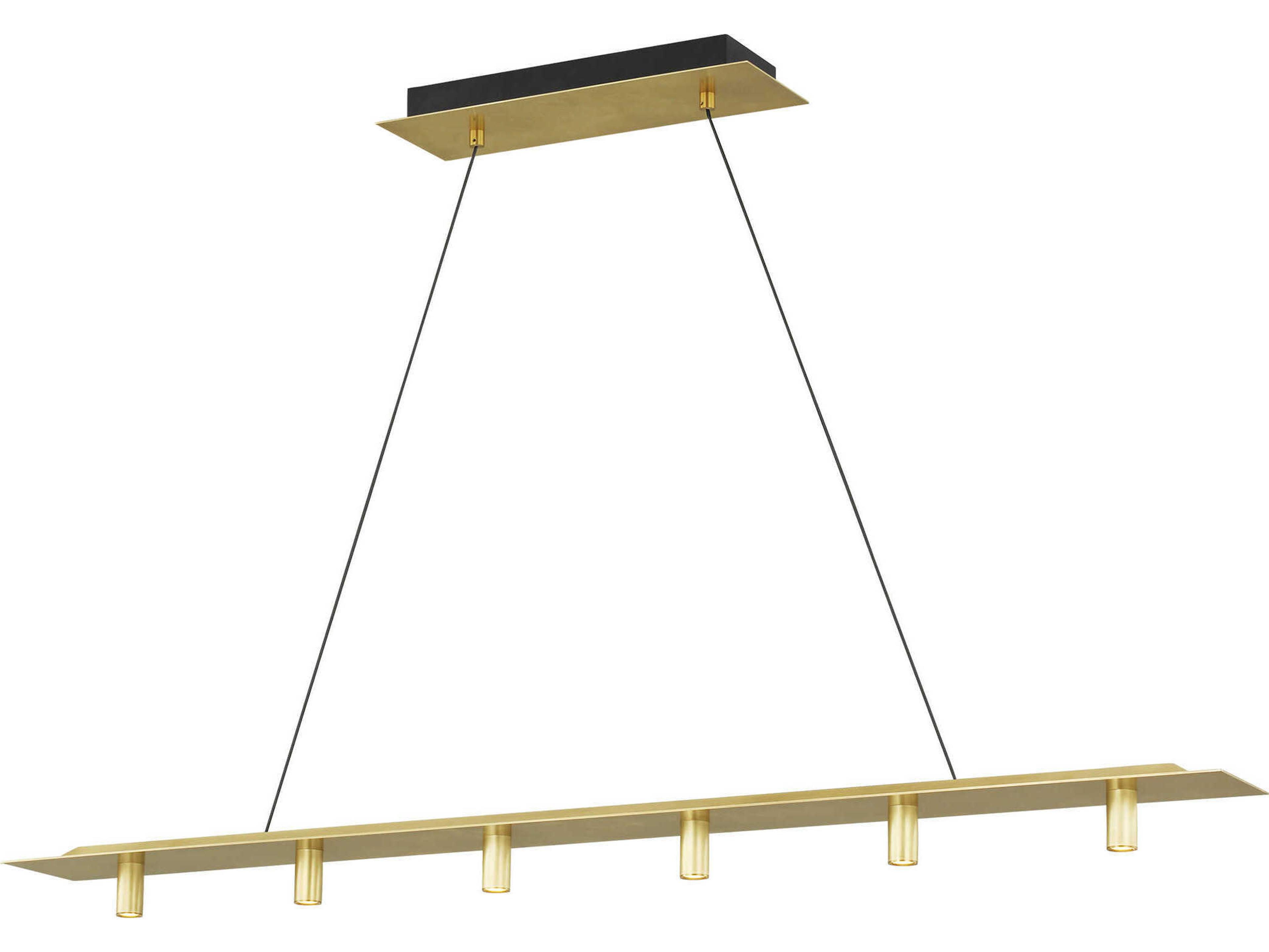 Visual Comfort Modern Ponte 1-Light Natural Brass Linear Island Pendant