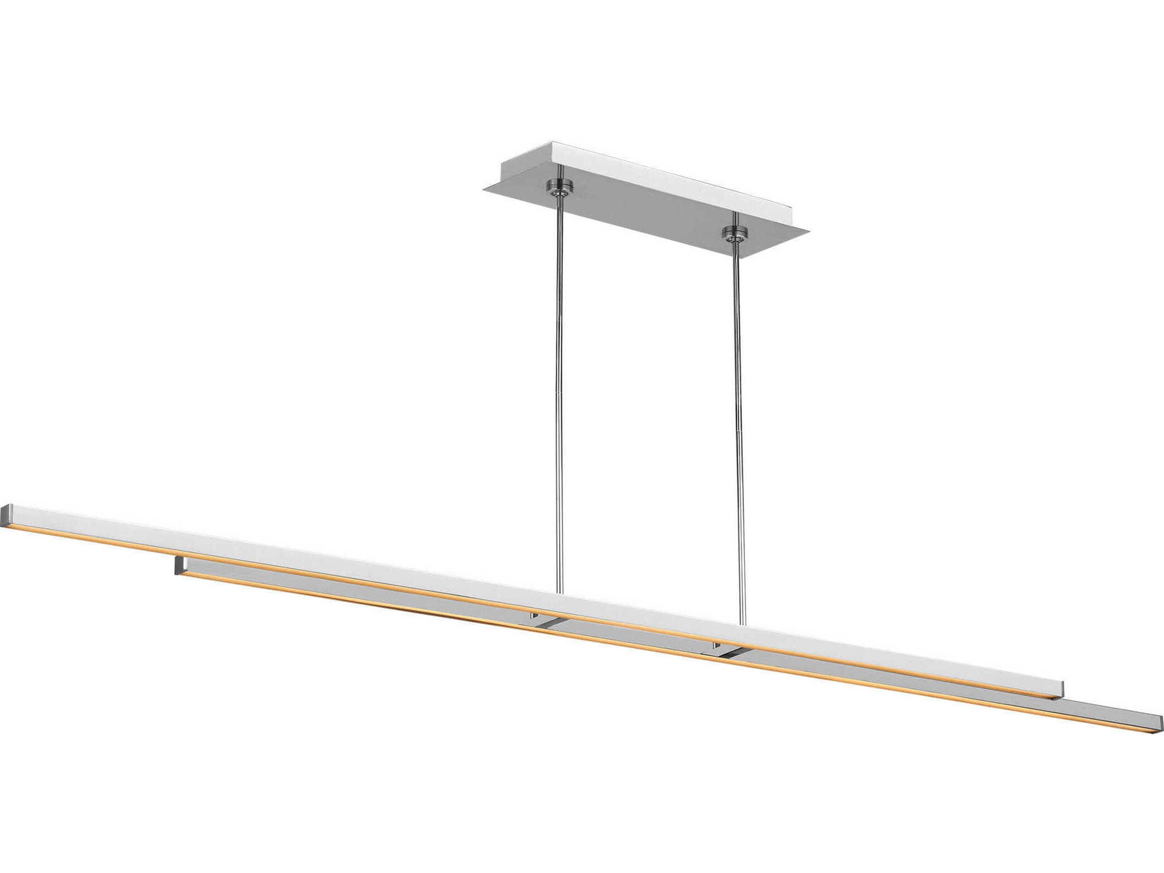 Visual Comfort Modern Stagger 2-Light Polished Stainless Steel Linear Island Pendant