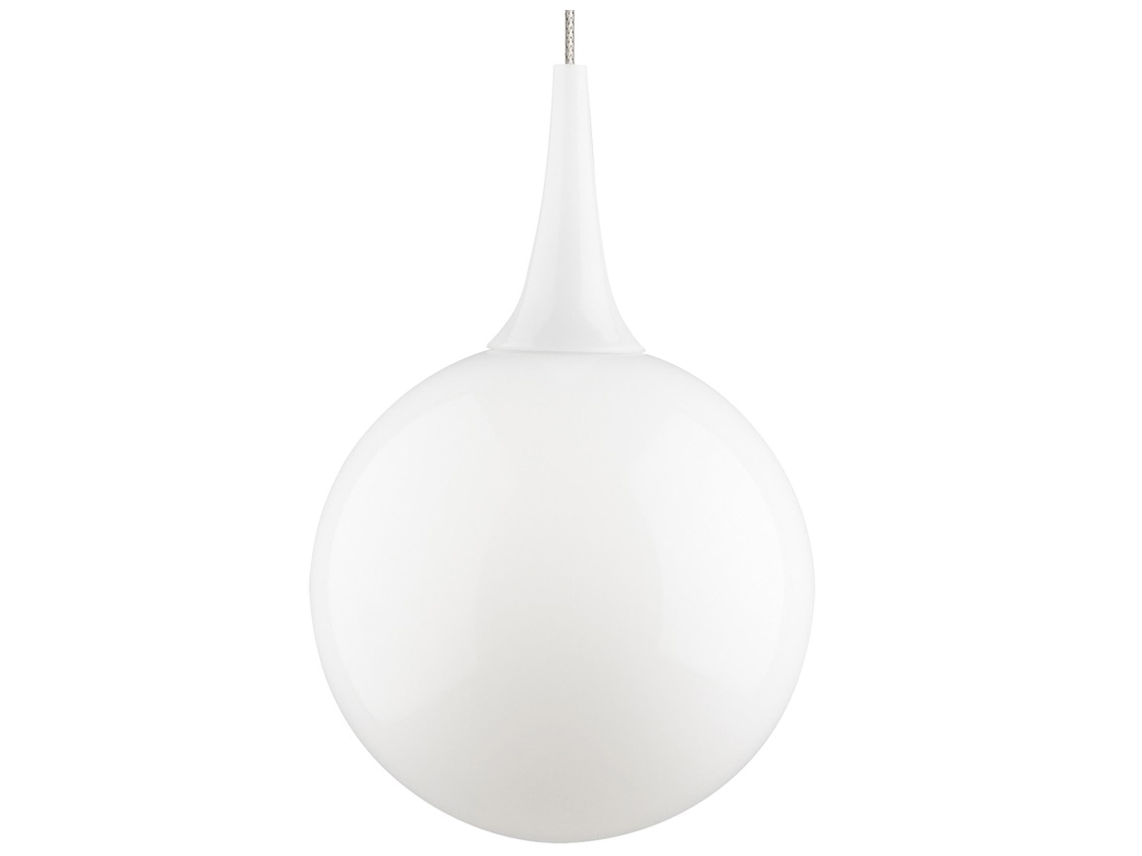 Visual Comfort Modern Pele 1-Light Satin Nickel White Globe Mini Pendant