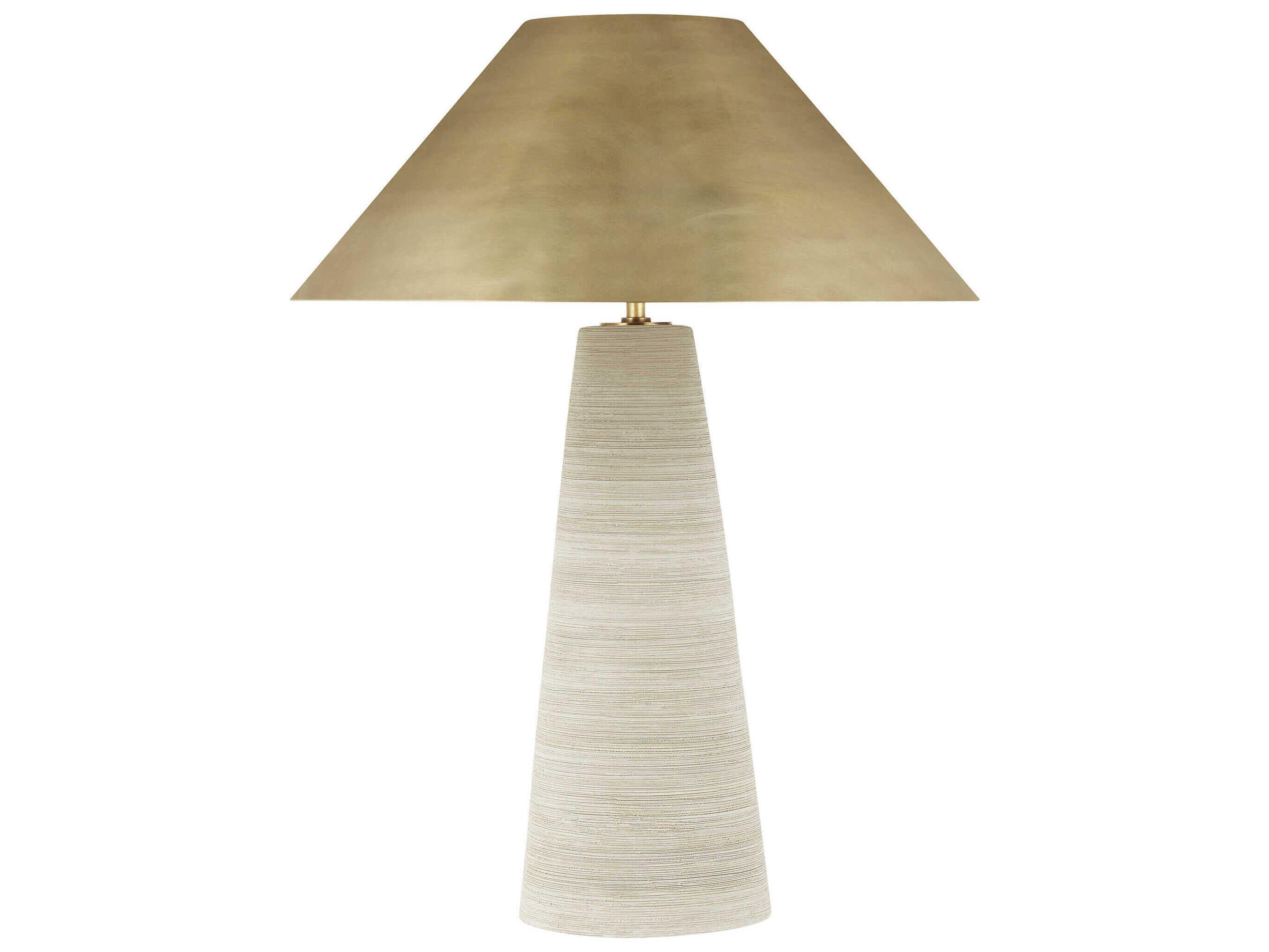 Visual Comfort Modern Karam Natural Brass Cream White Table Lamp