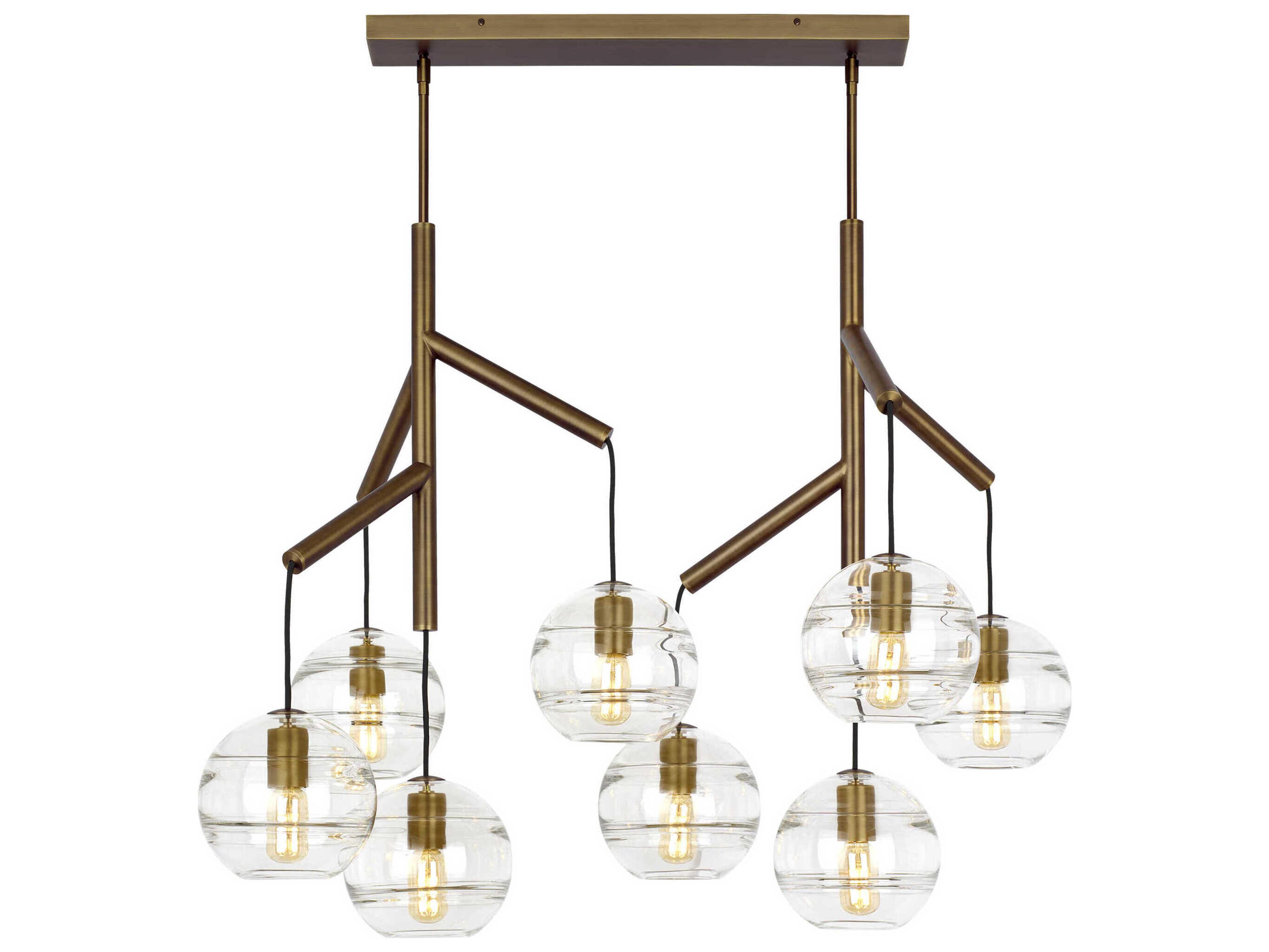 Visual Comfort Modern Sedona 8-Light Aged Brass Globe Island Pendant