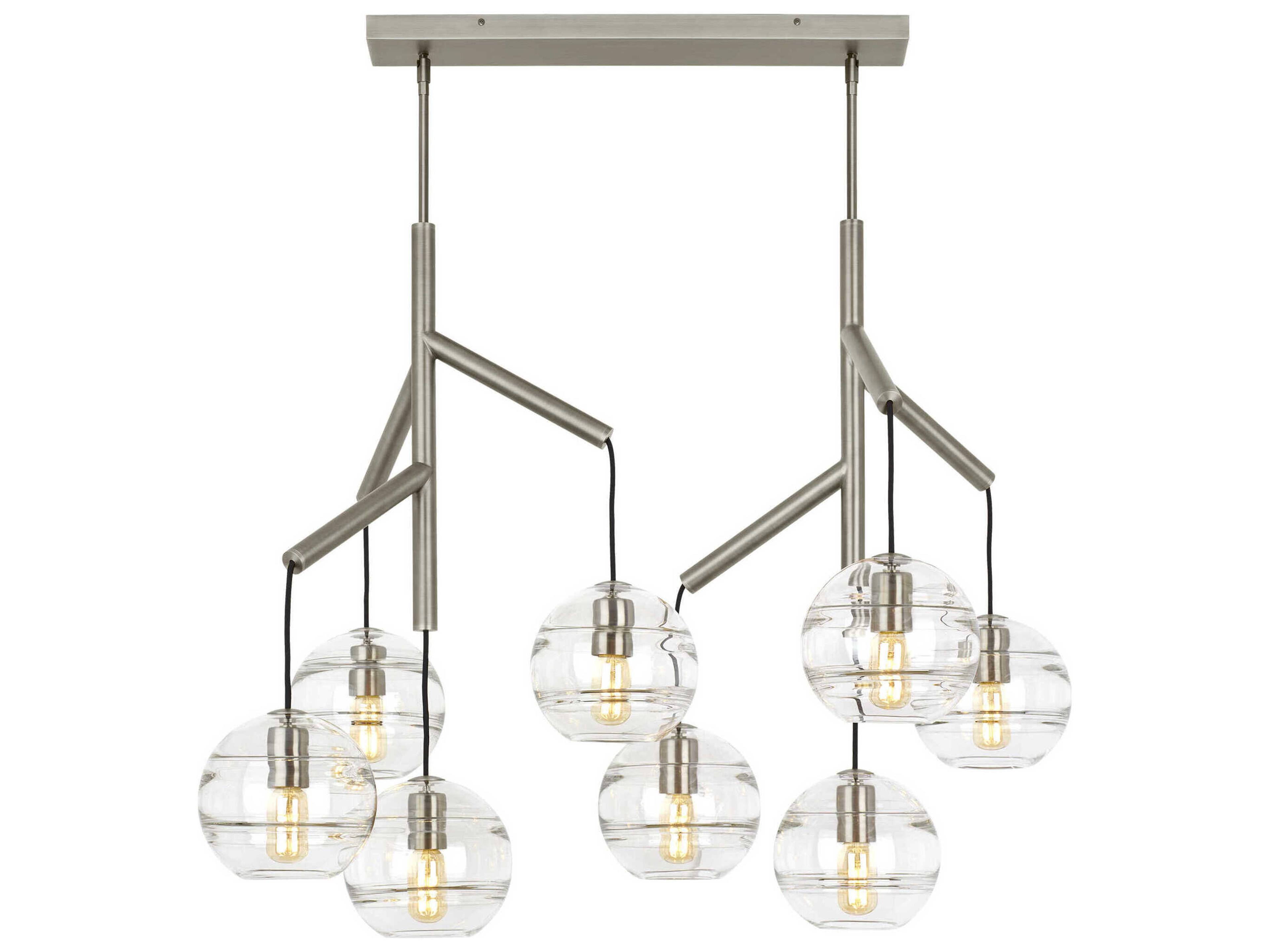 Visual Comfort Modern Sedona 8-Light Satin Nickel Globe Island Pendant