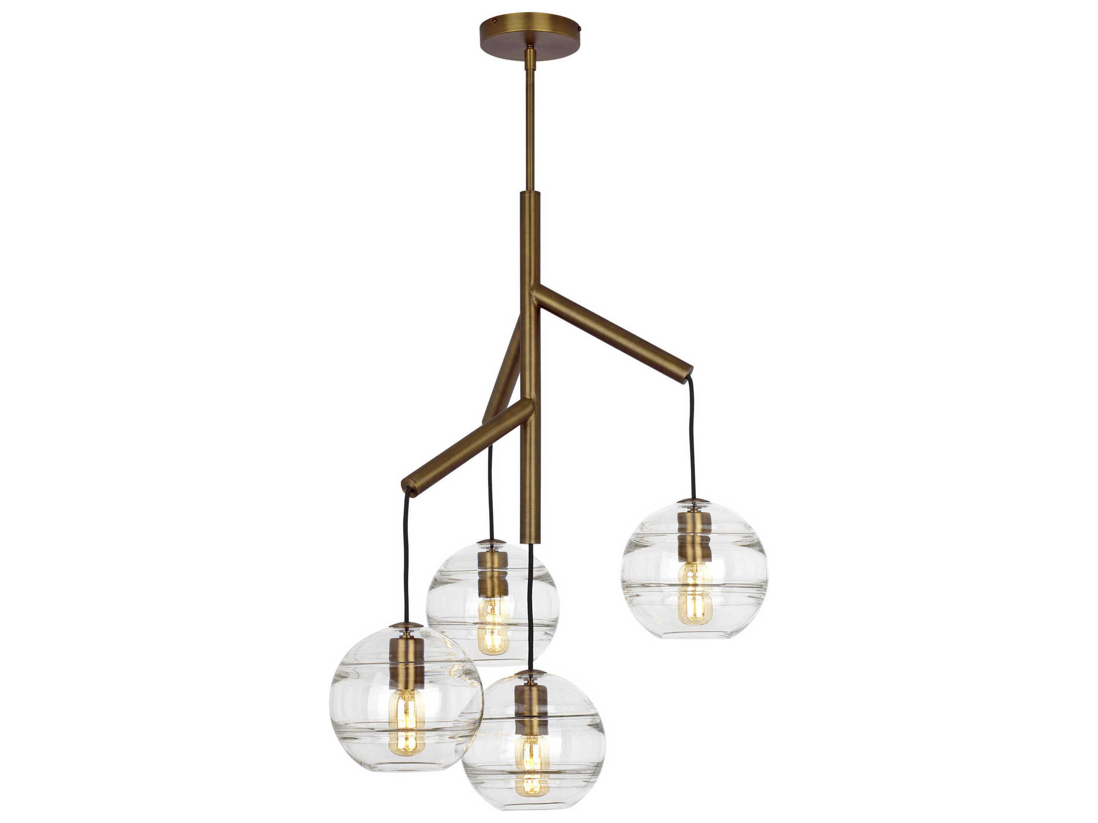 Visual Comfort Modern Sedona 4-Light Aged Brass Globe Chandelier