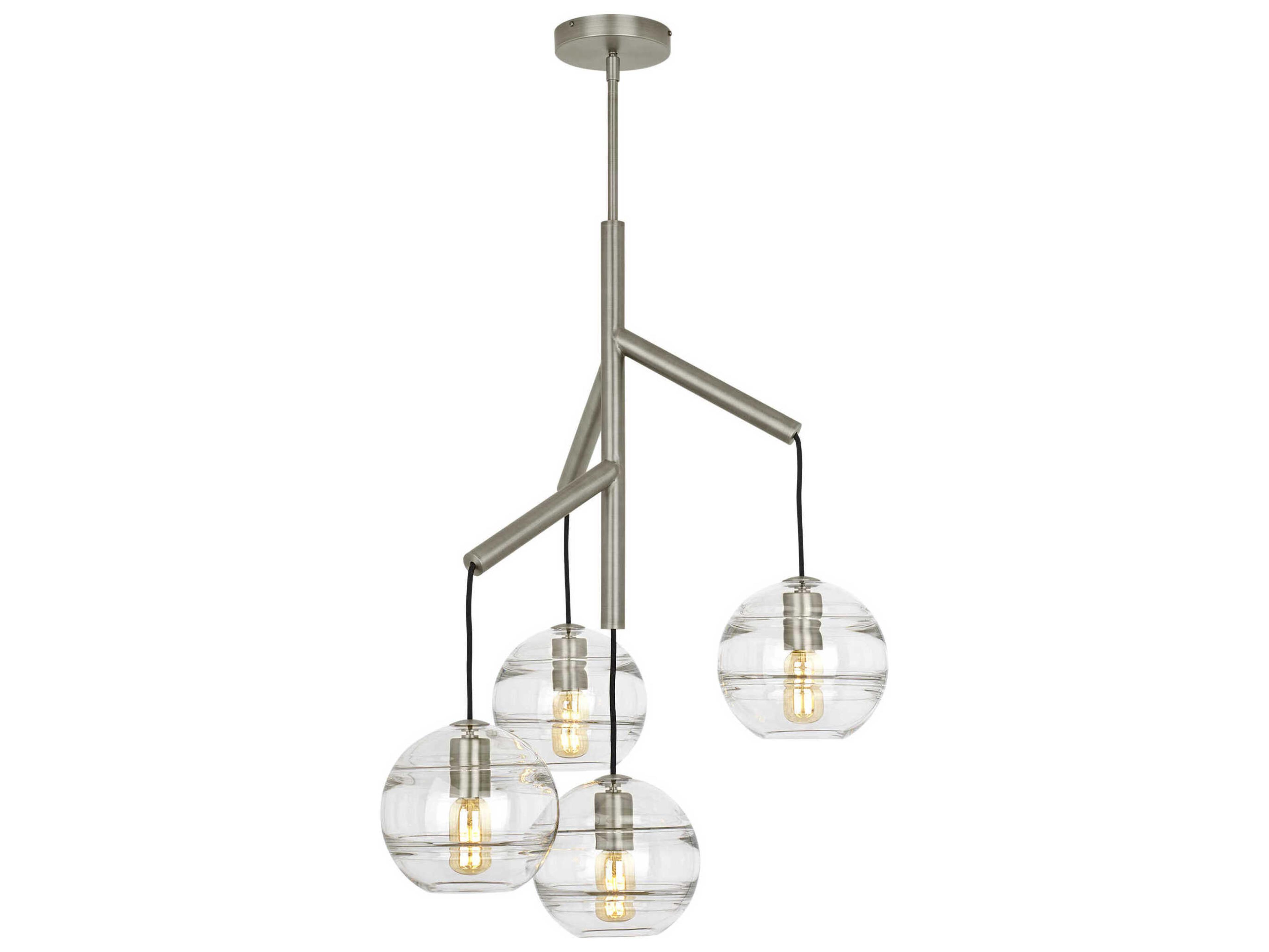 Visual Comfort Modern Sedona 4-Light Satin Nickel Globe Chandelier