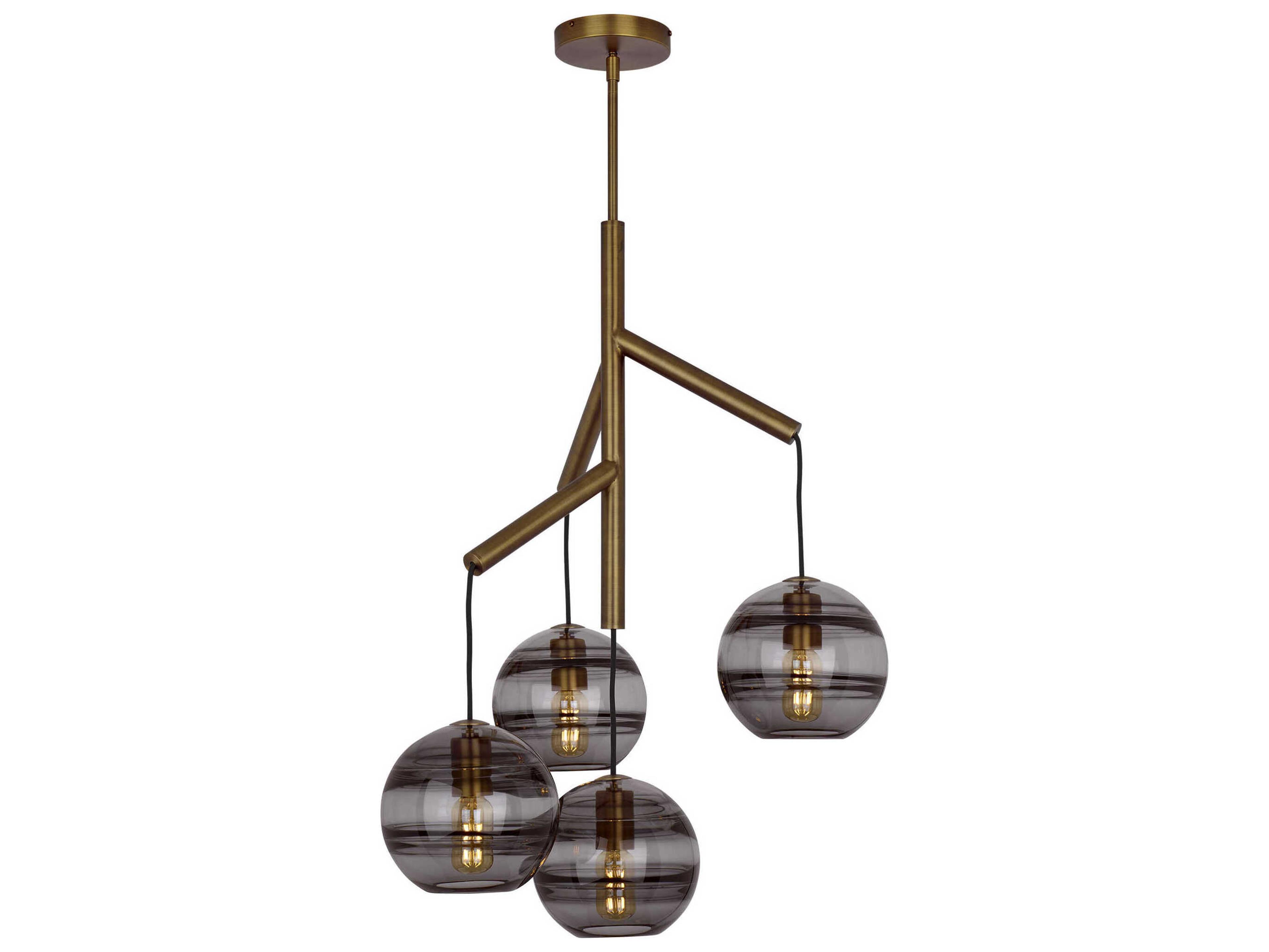 Visual Comfort Modern Sedona 4-Light Aged Brass Globe Chandelier