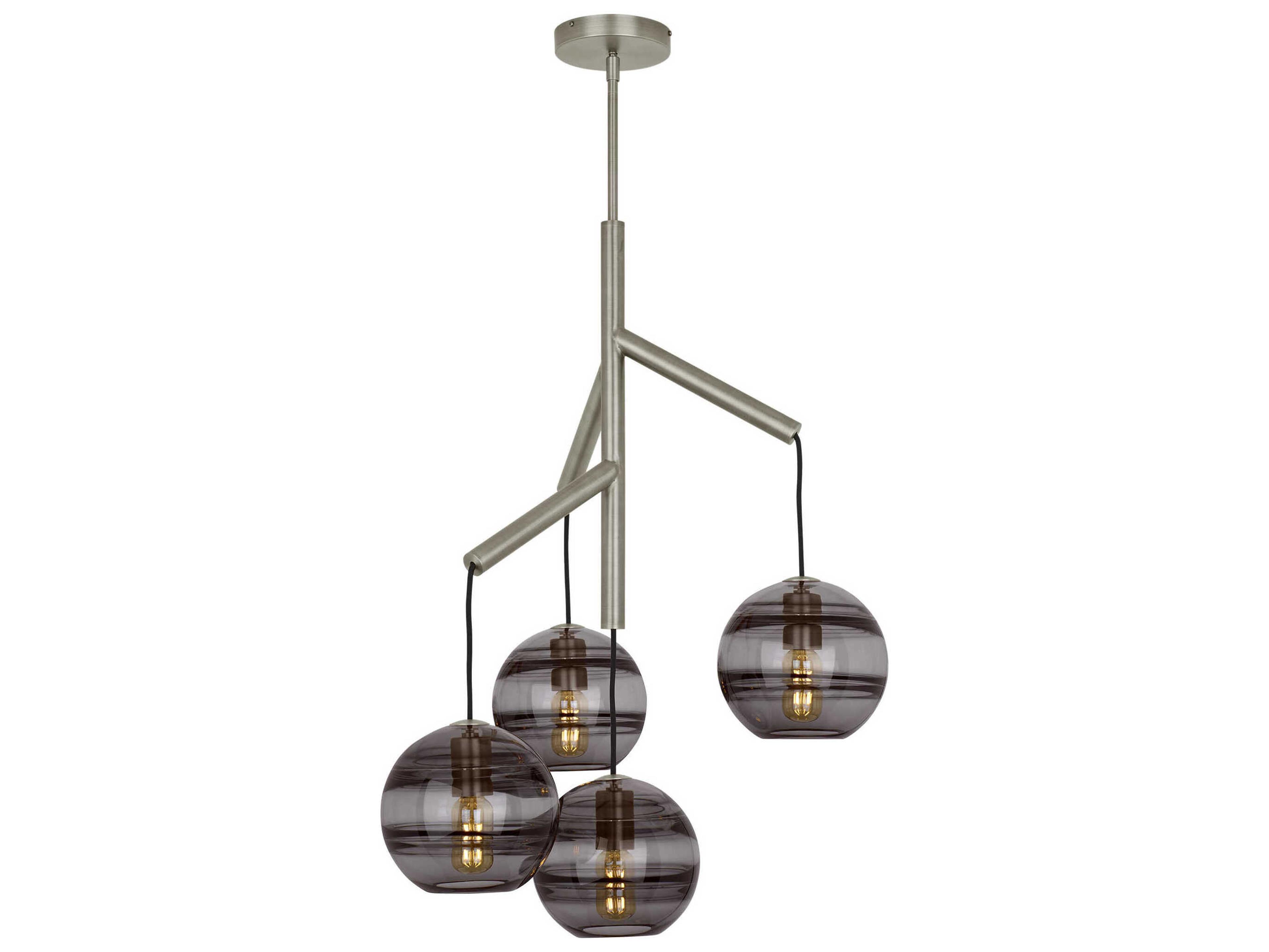 Visual Comfort Modern Sedona 4-Light Satin Nickel Globe Chandelier