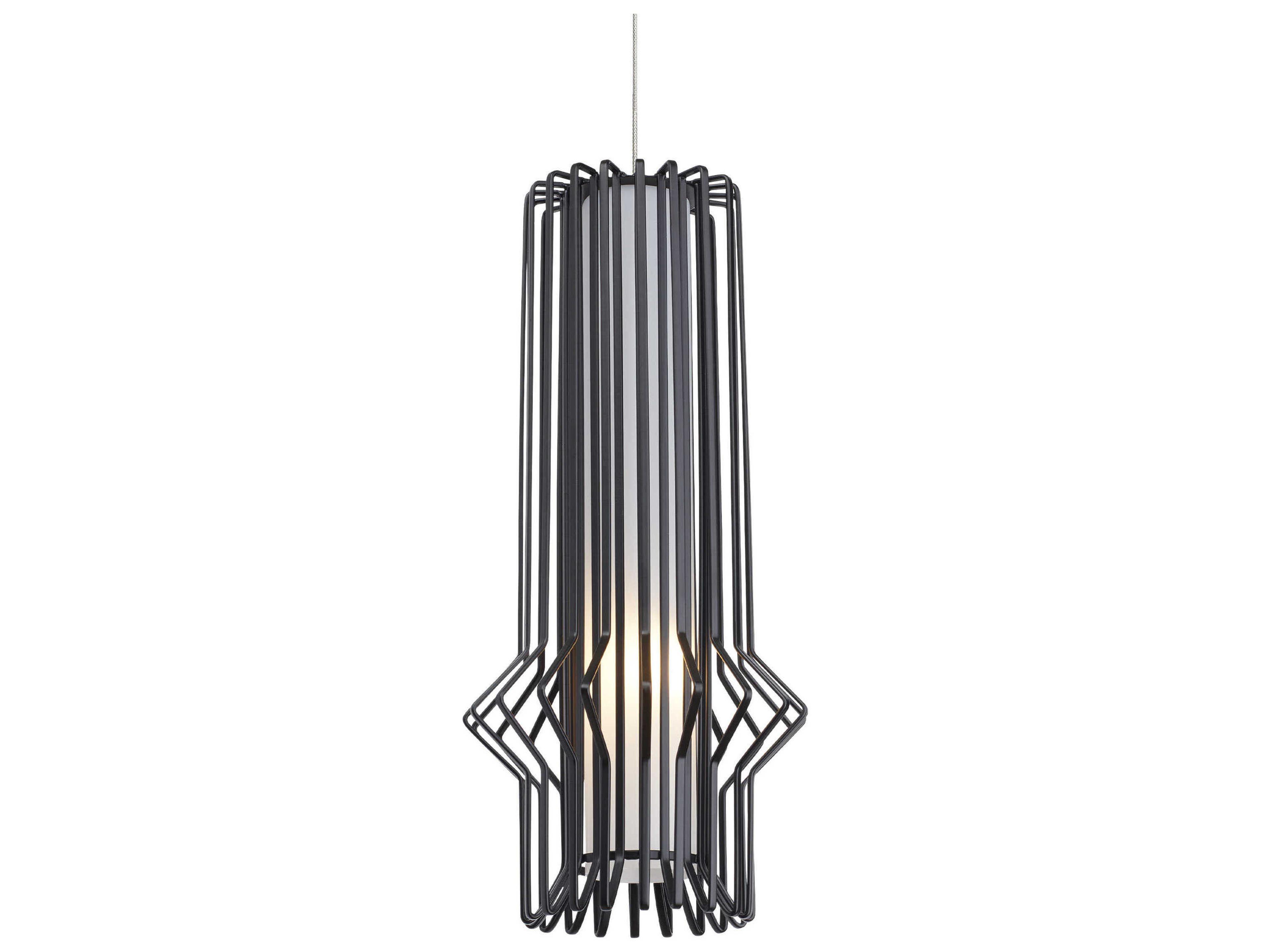Visual Comfort Modern Syrma 1-Light Satin Nickel Black Mini Pendant