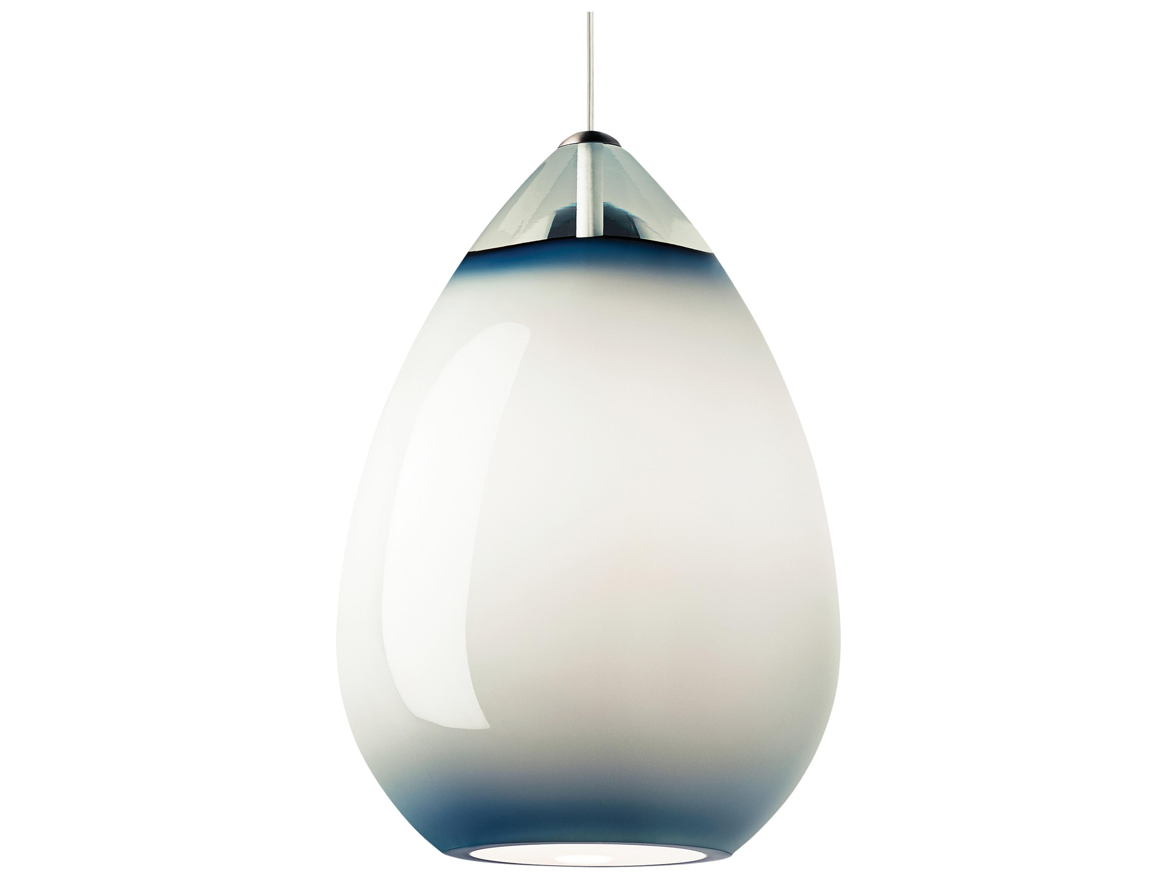 Visual Comfort Modern Alina 1-Light Satin Nickel Blue Mini Pendant
