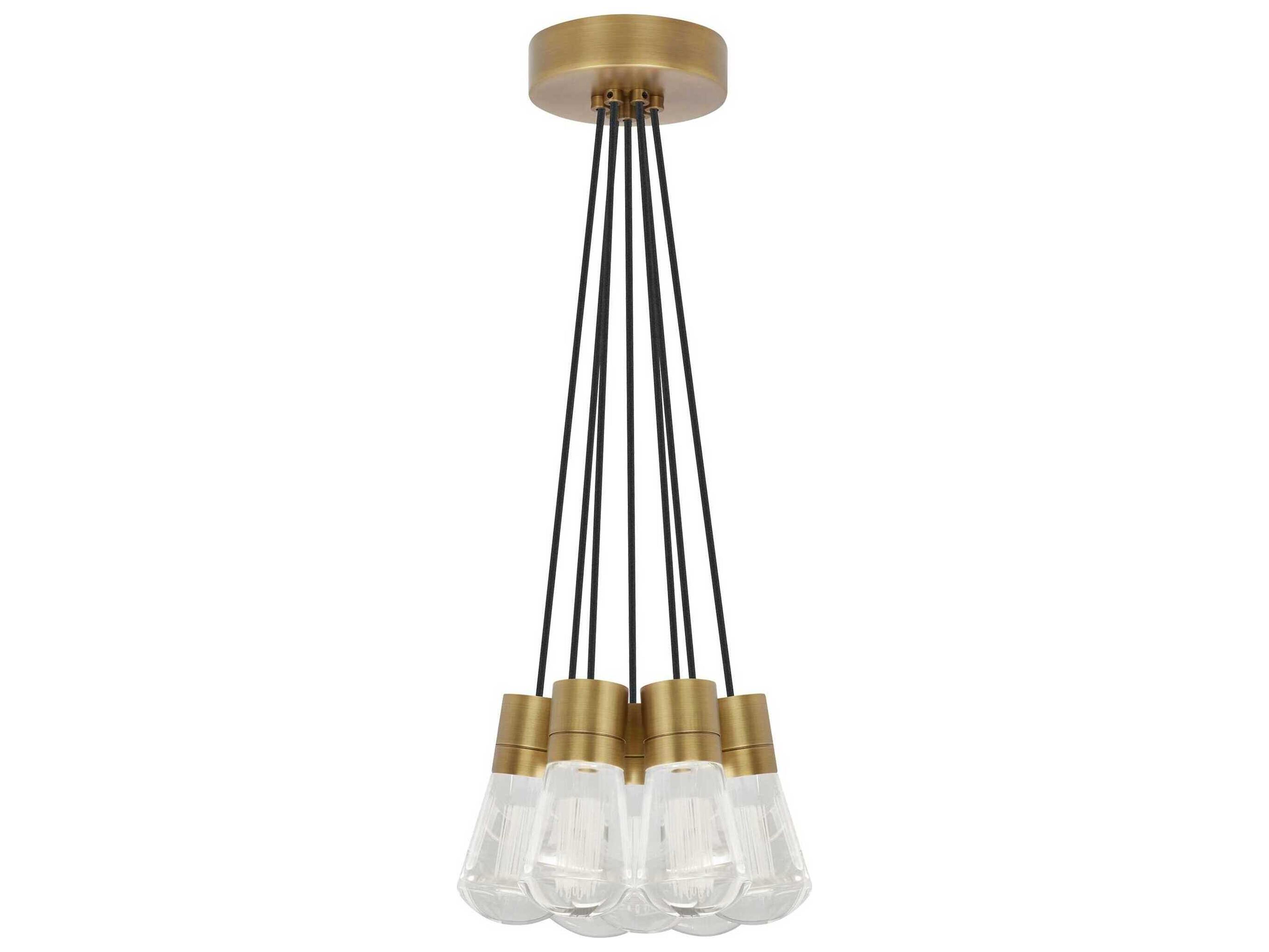 Visual Comfort Modern Alva 7-Light Natural Brass Pendant