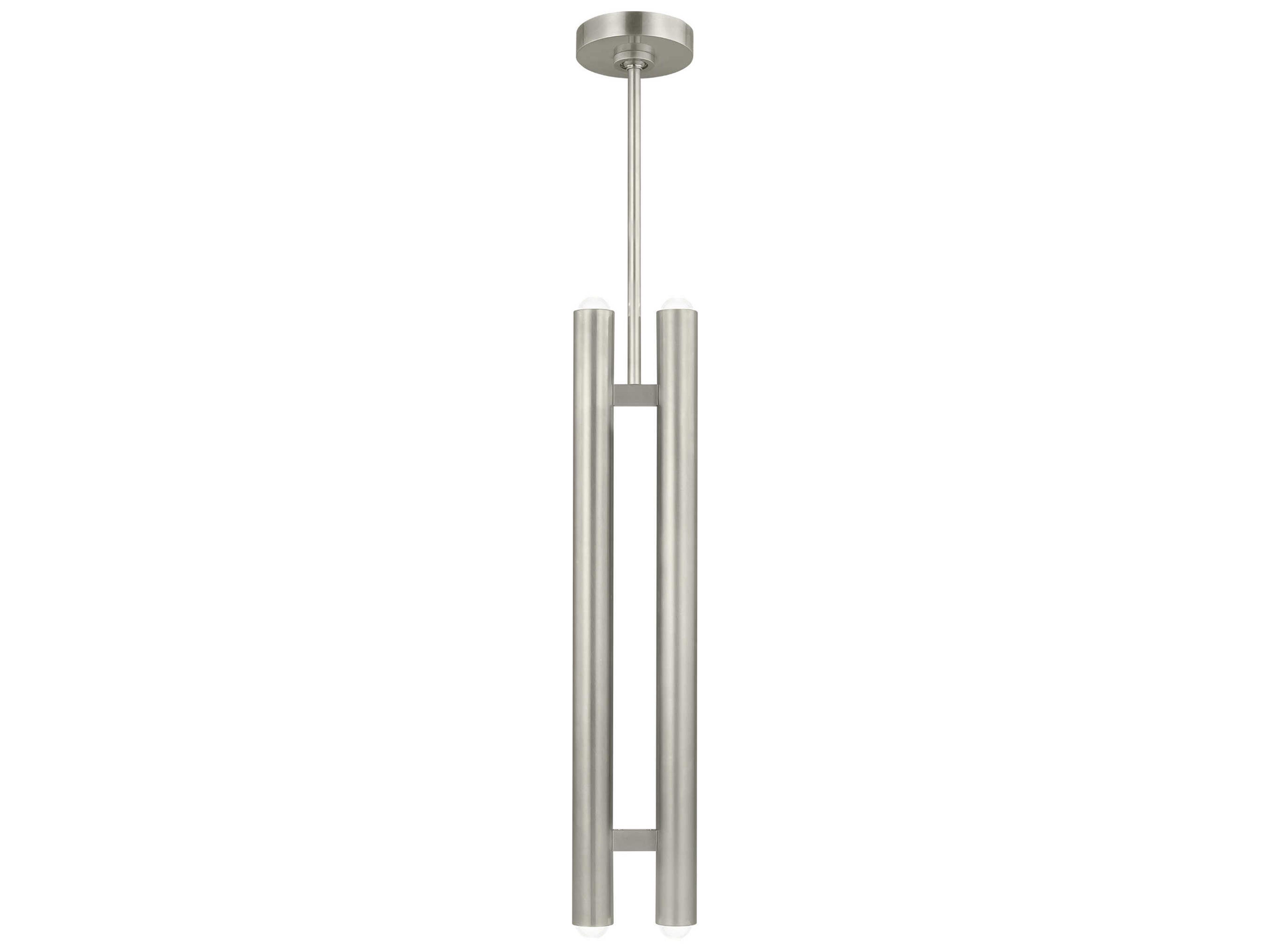 Visual Comfort Modern Ebell 2-Light Antique Nickel Cylinder Mini Pendant