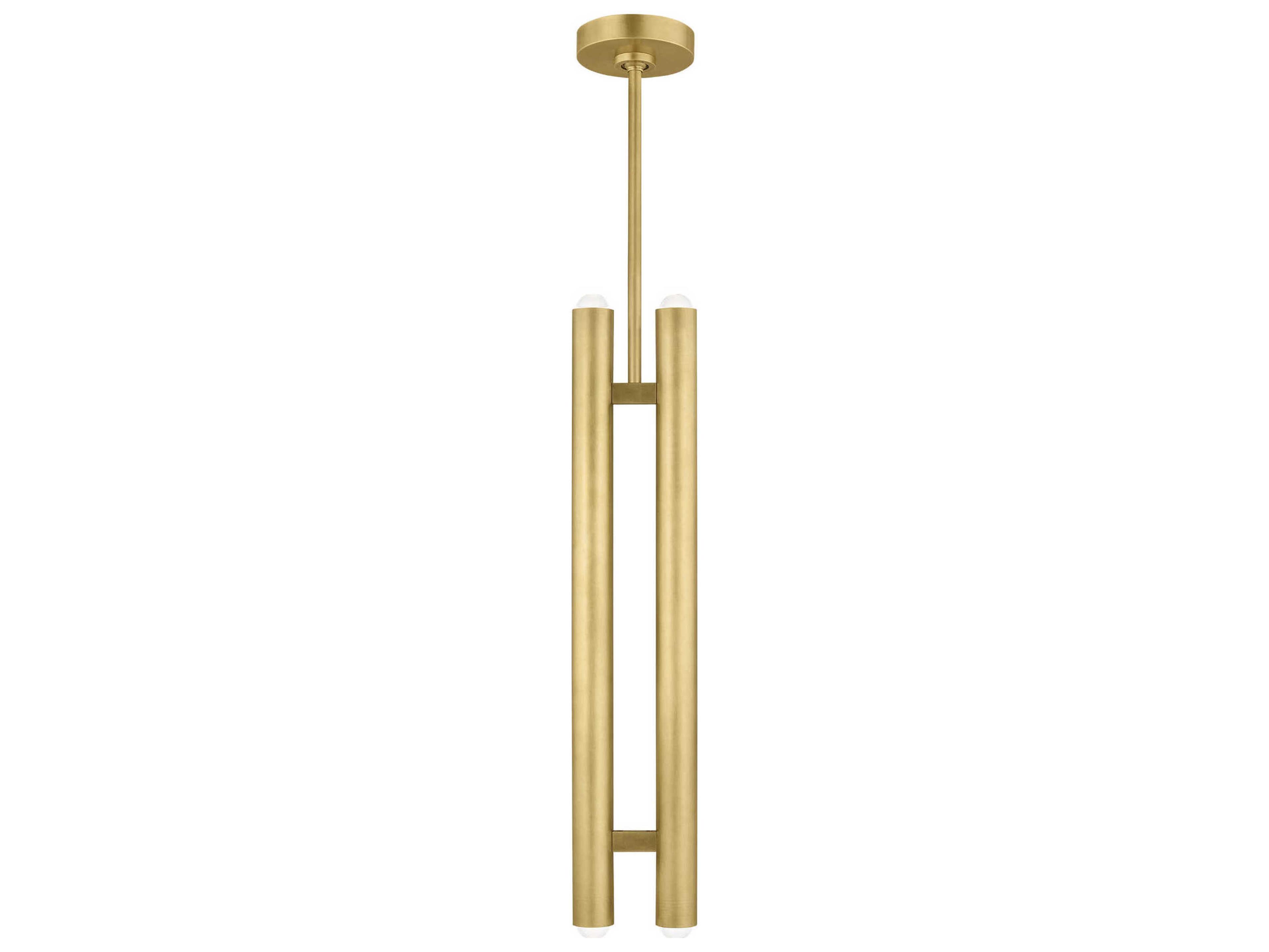Visual Comfort Modern Ebell 2-Light Natural Brass Cylinder Mini Pendant