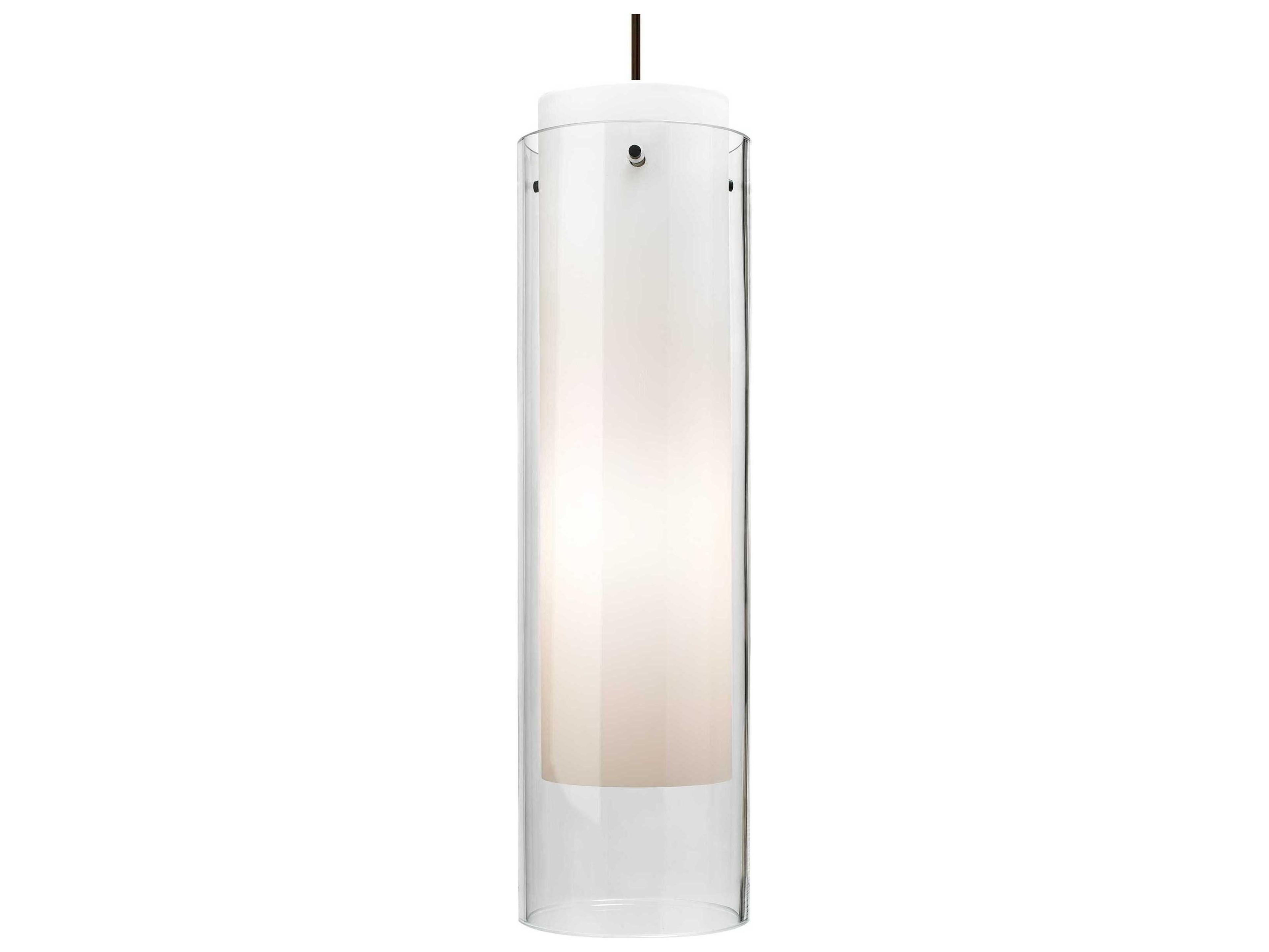 Visual Comfort Modern Echo 1-Light Satin Nickel White Cylinder Mini Pendant