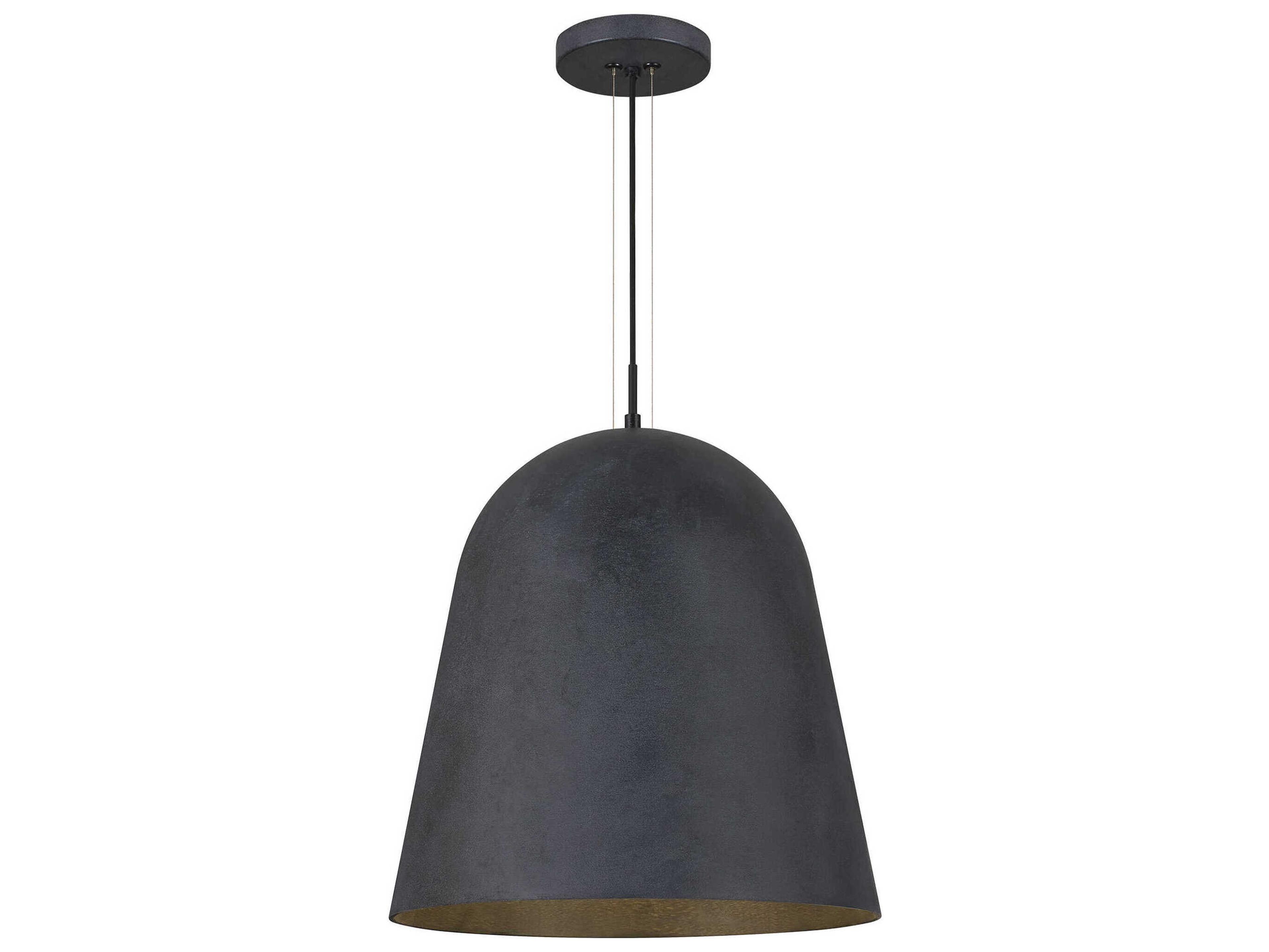 Visual Comfort Modern Fett 1-Light Weathered Zinc Black Dome Pendant