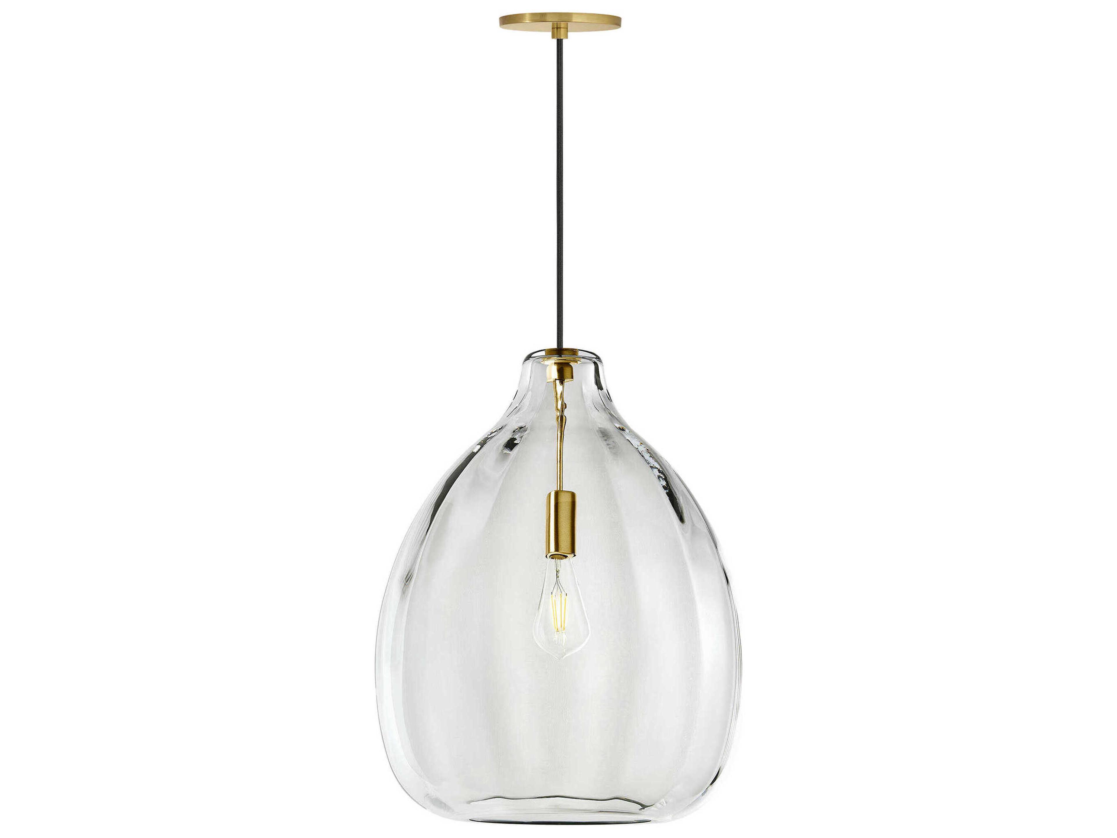 Visual Comfort Modern Harper 1-Light Natural Brass Clear Pendant