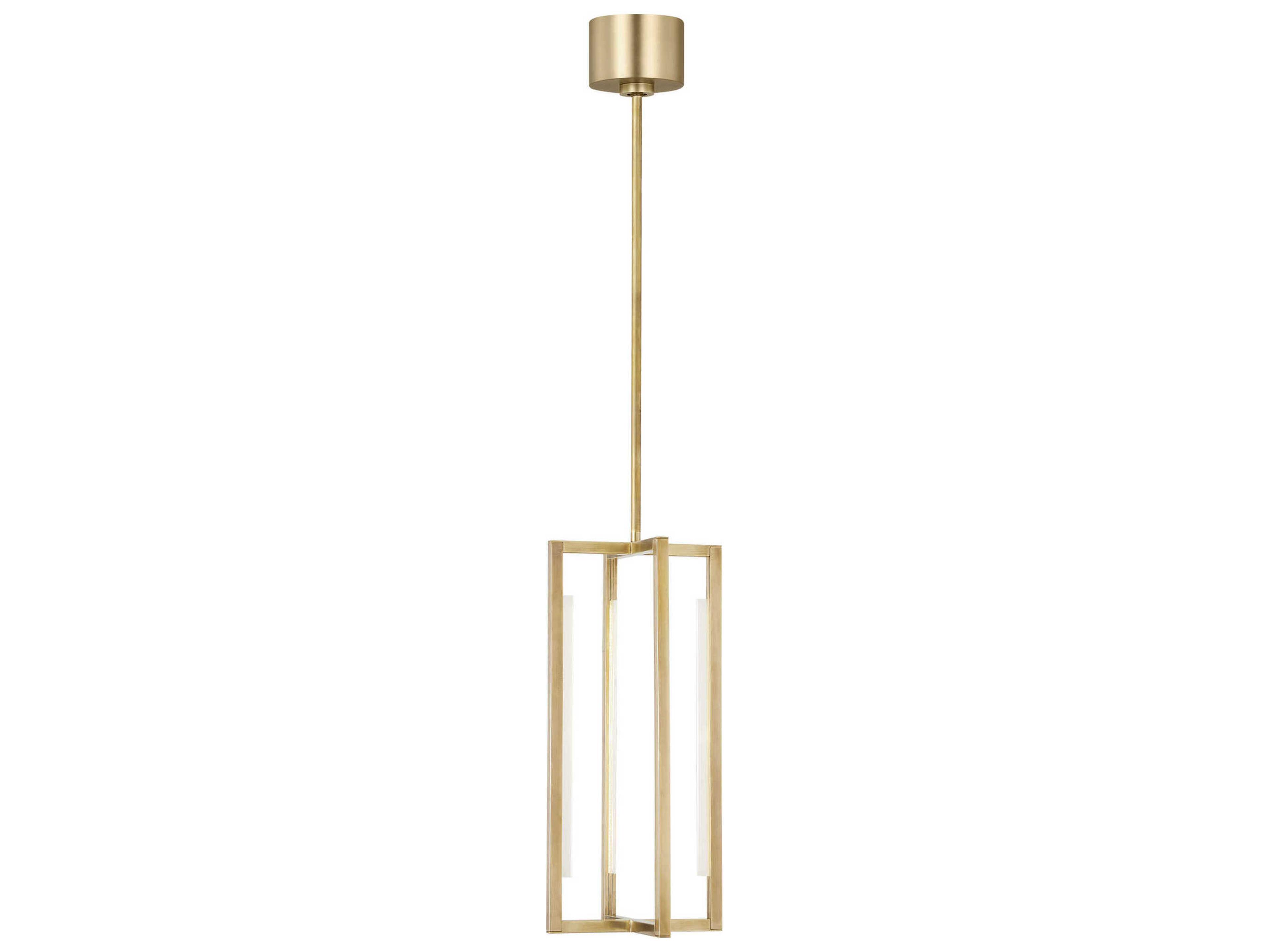 Visual Comfort Modern Kenway 1-Light Natural Brass Geometric Mini Pendant