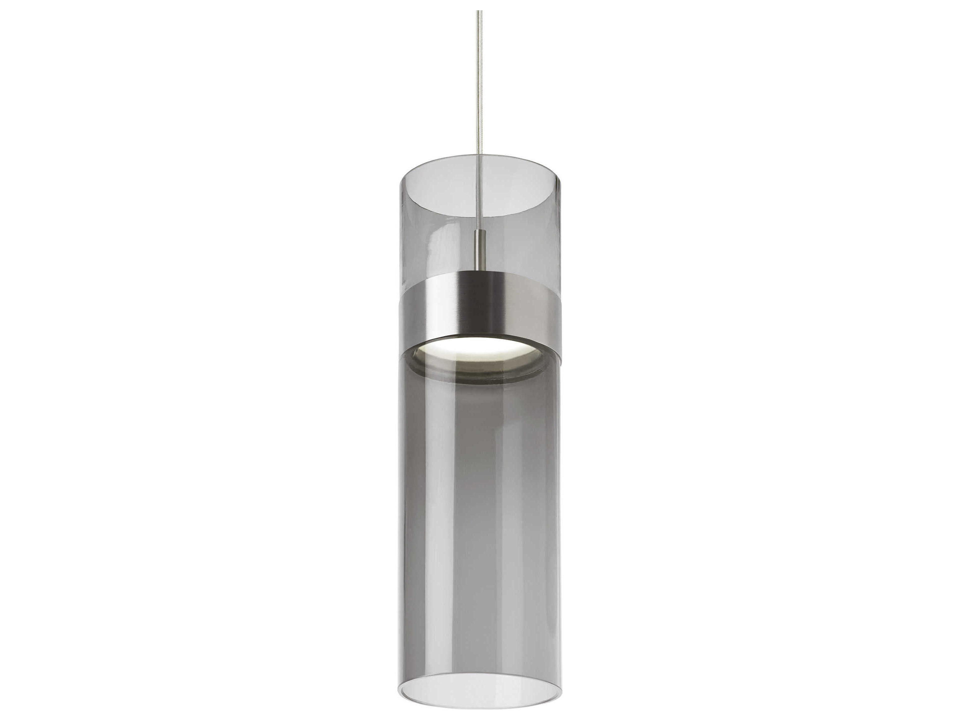 Visual Comfort Modern Manette 1-Light Satin Nickel Gray Cylinder Mini Pendant