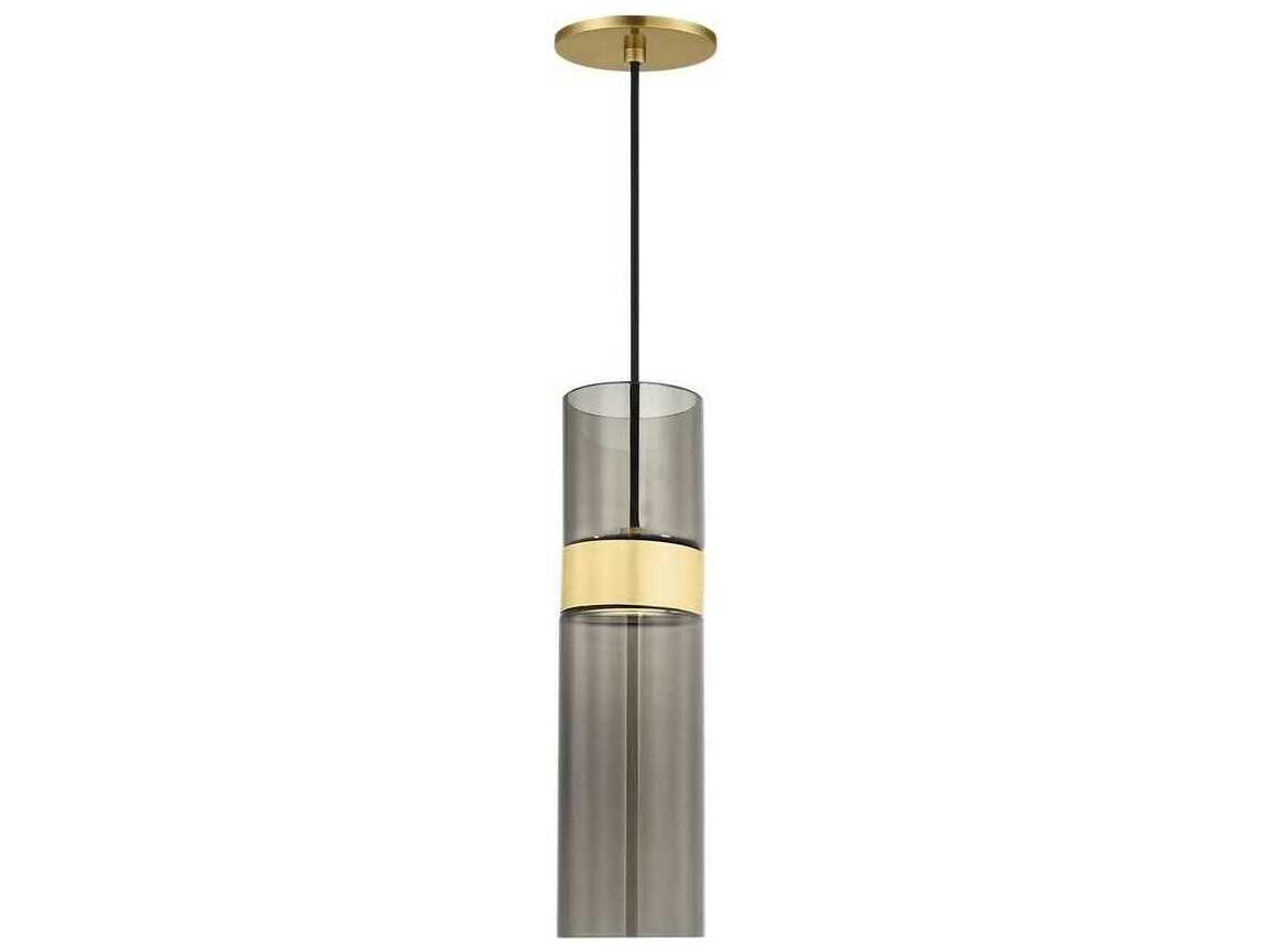 Visual Comfort Modern Manette 1-Light Natural Brass Cylinder Mini Pendant
