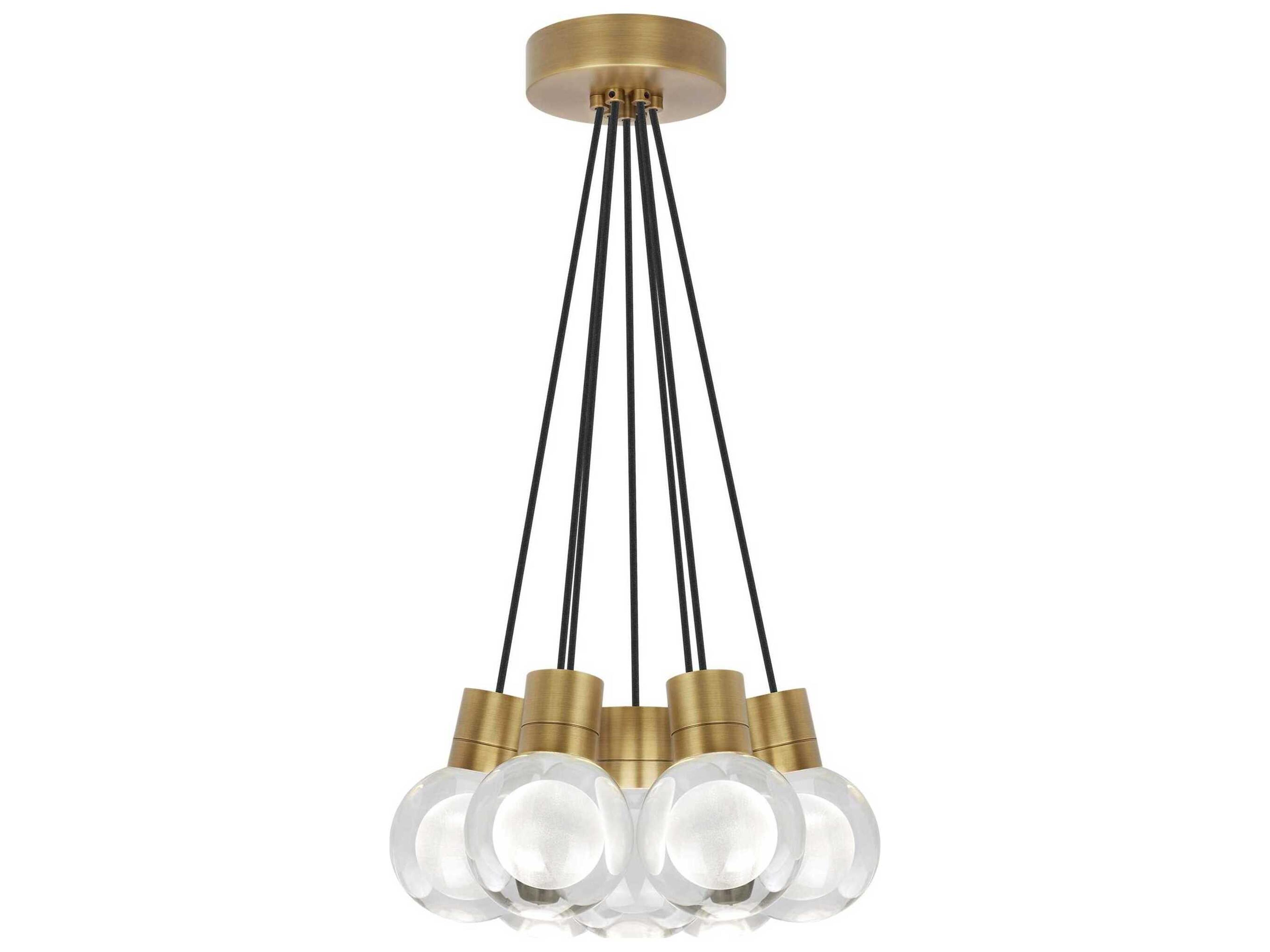 Visual Comfort Modern Mina 7-Light Natural Brass Globe Pendant