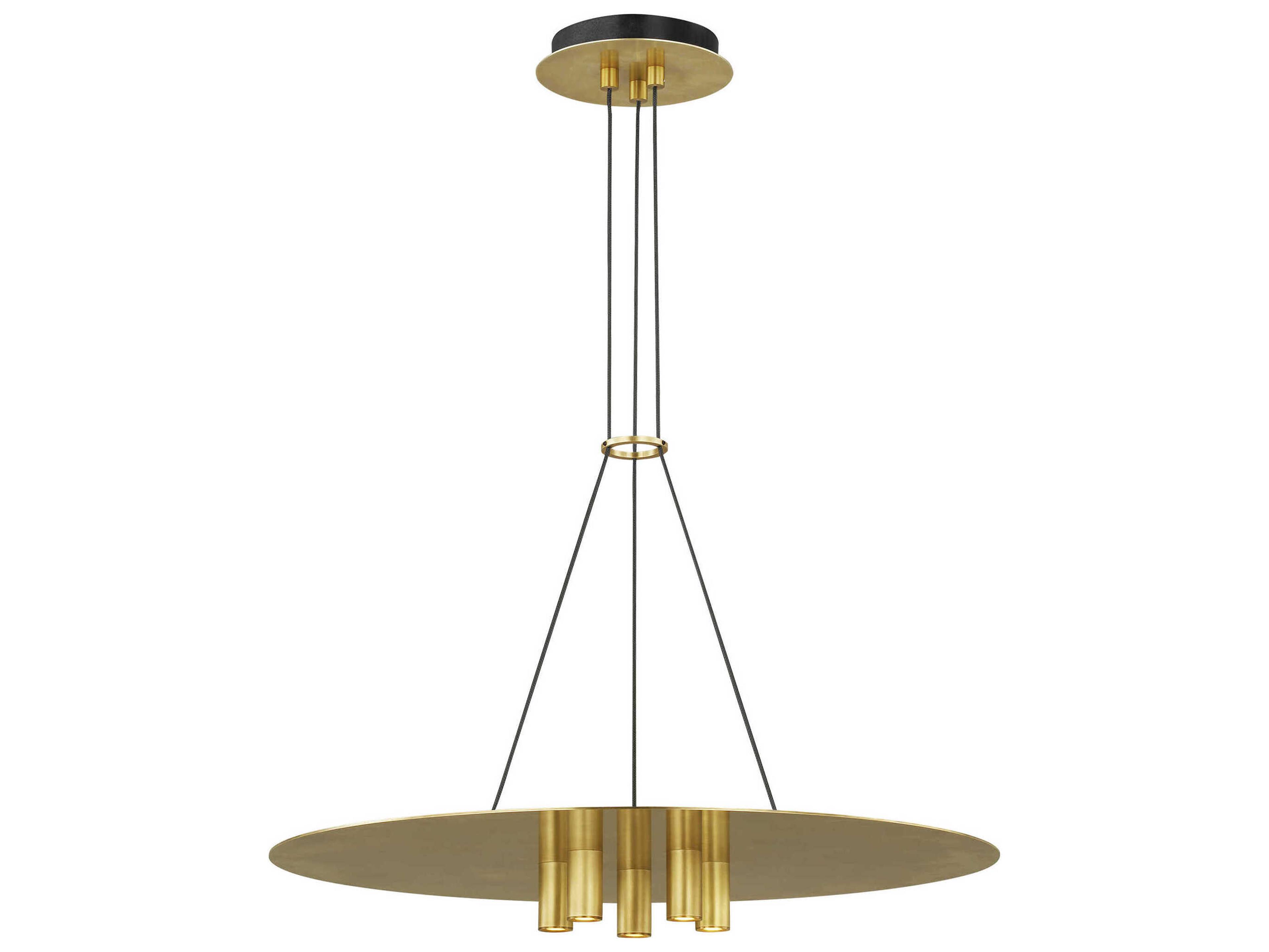 Visual Comfort Modern Ponte 1-Light Natural Brass Round Pendant
