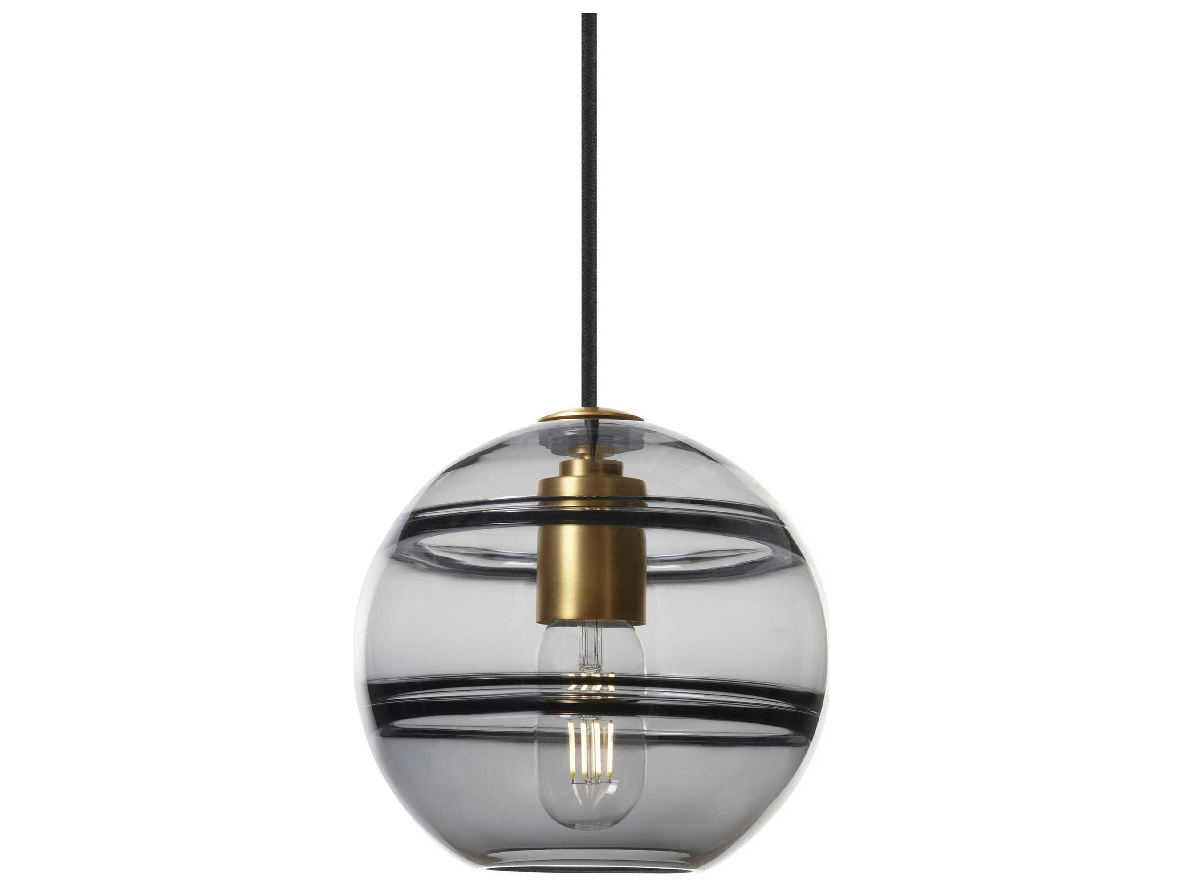 Visual Comfort Modern Sedona 1-Light Aged Brass Black Globe Mini Pendant