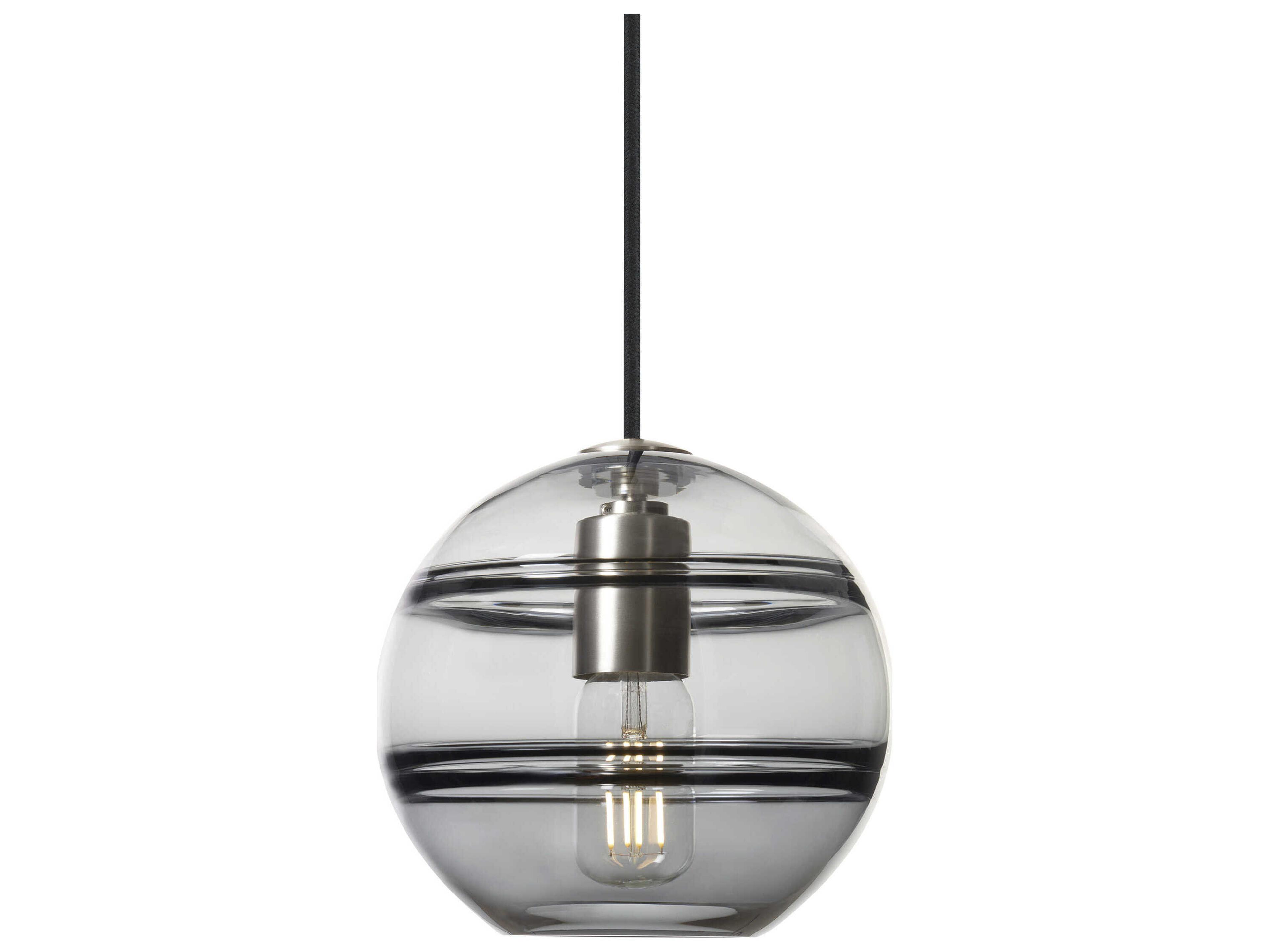 Visual Comfort Modern Sedona 1-Light Satin Nickel Black Globe Mini Pendant