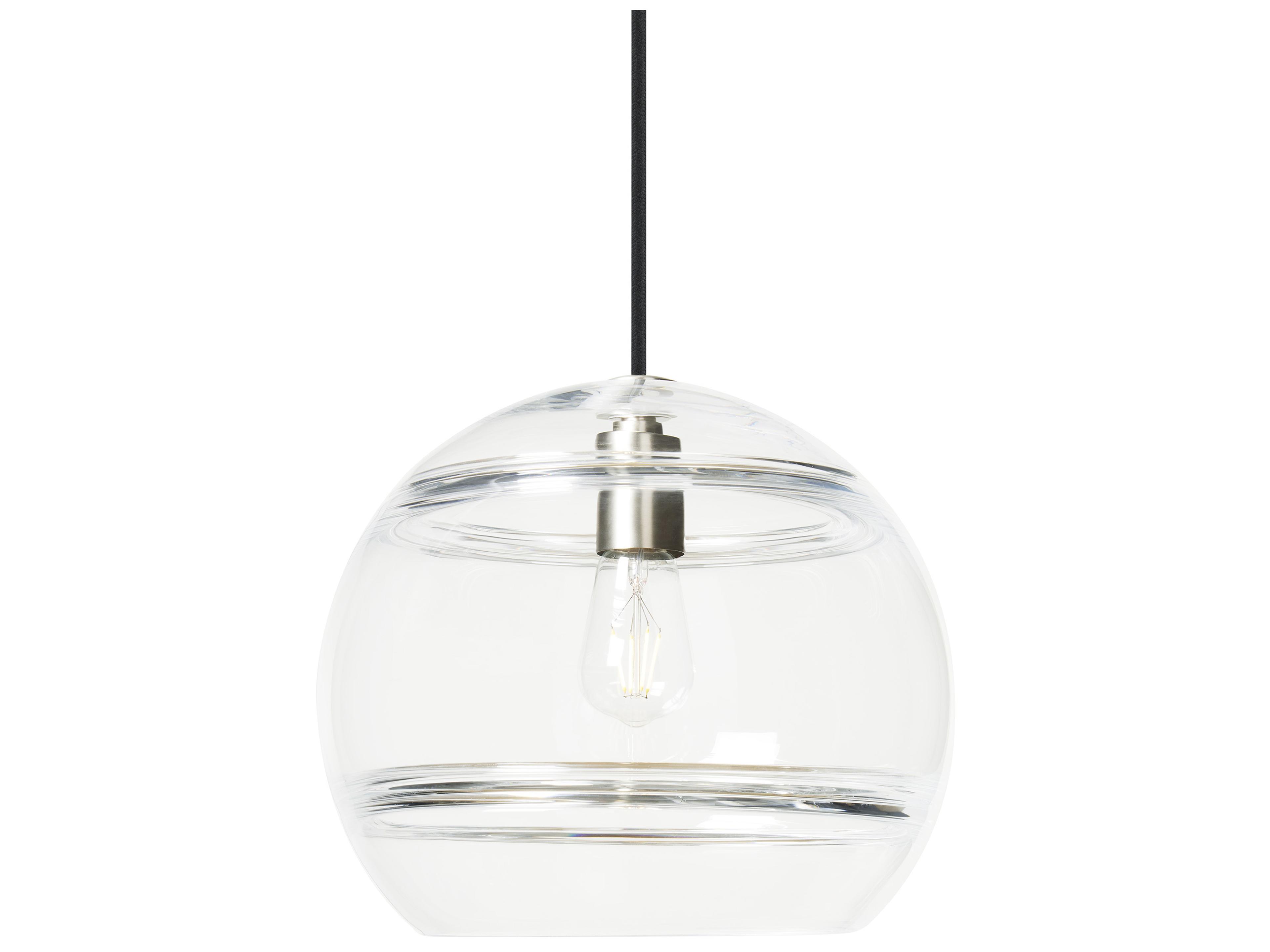 Visual Comfort Modern Sedona 1-Light Satin Nickel Clear Globe Mini Pendant