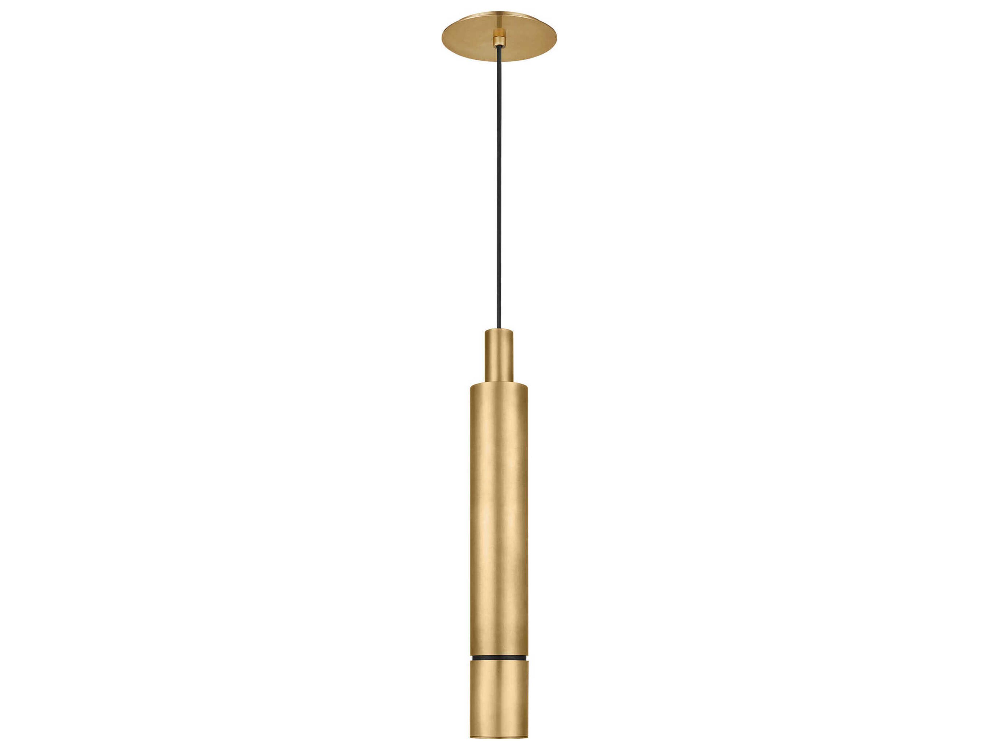 Visual Comfort Modern Sottile 1-Light Natural Brass Cylinder Mini Pendant