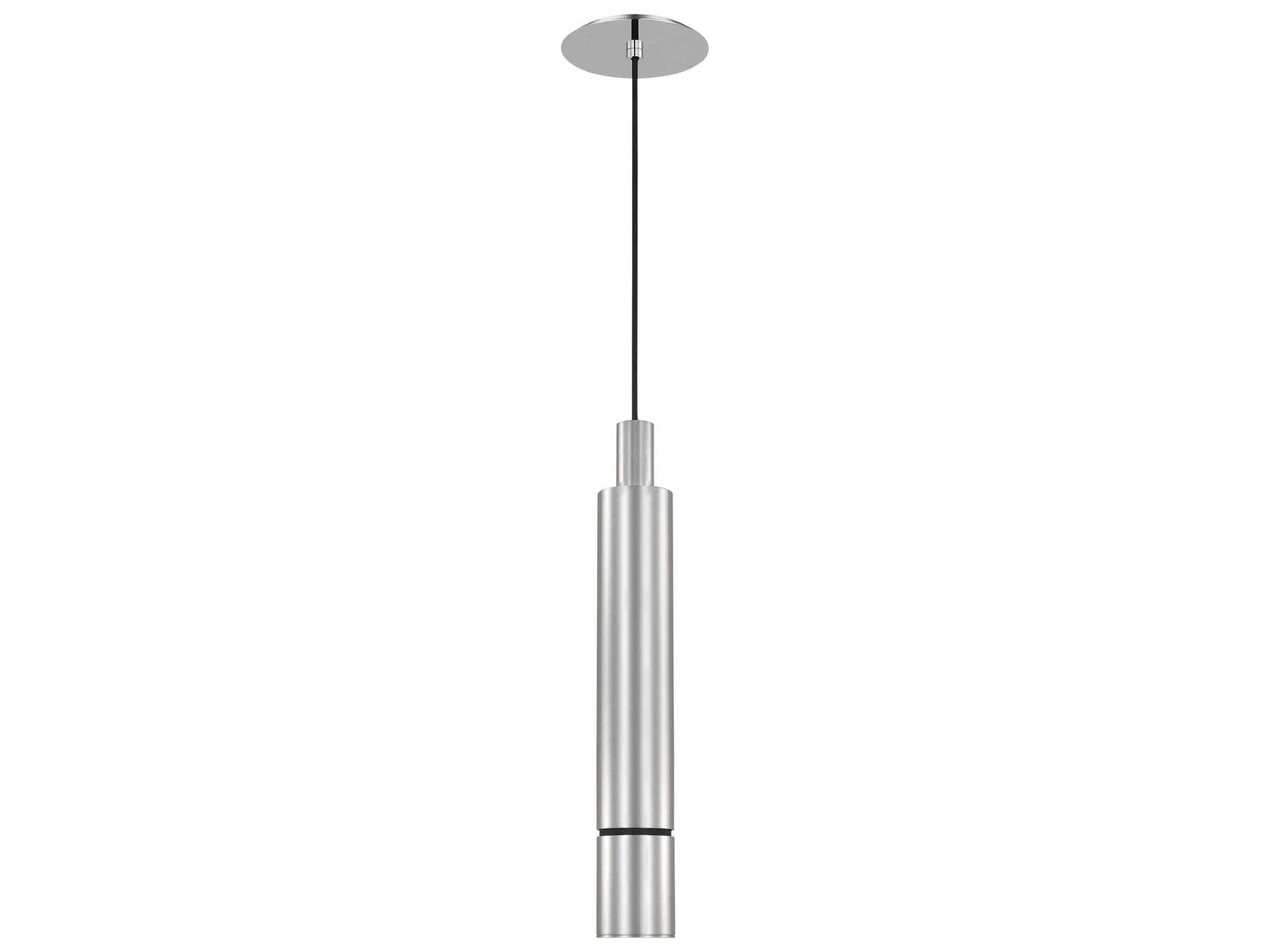 Visual Comfort Modern Sottile 1-Light Polished Stainless Steel Cylinder Mini Pendant