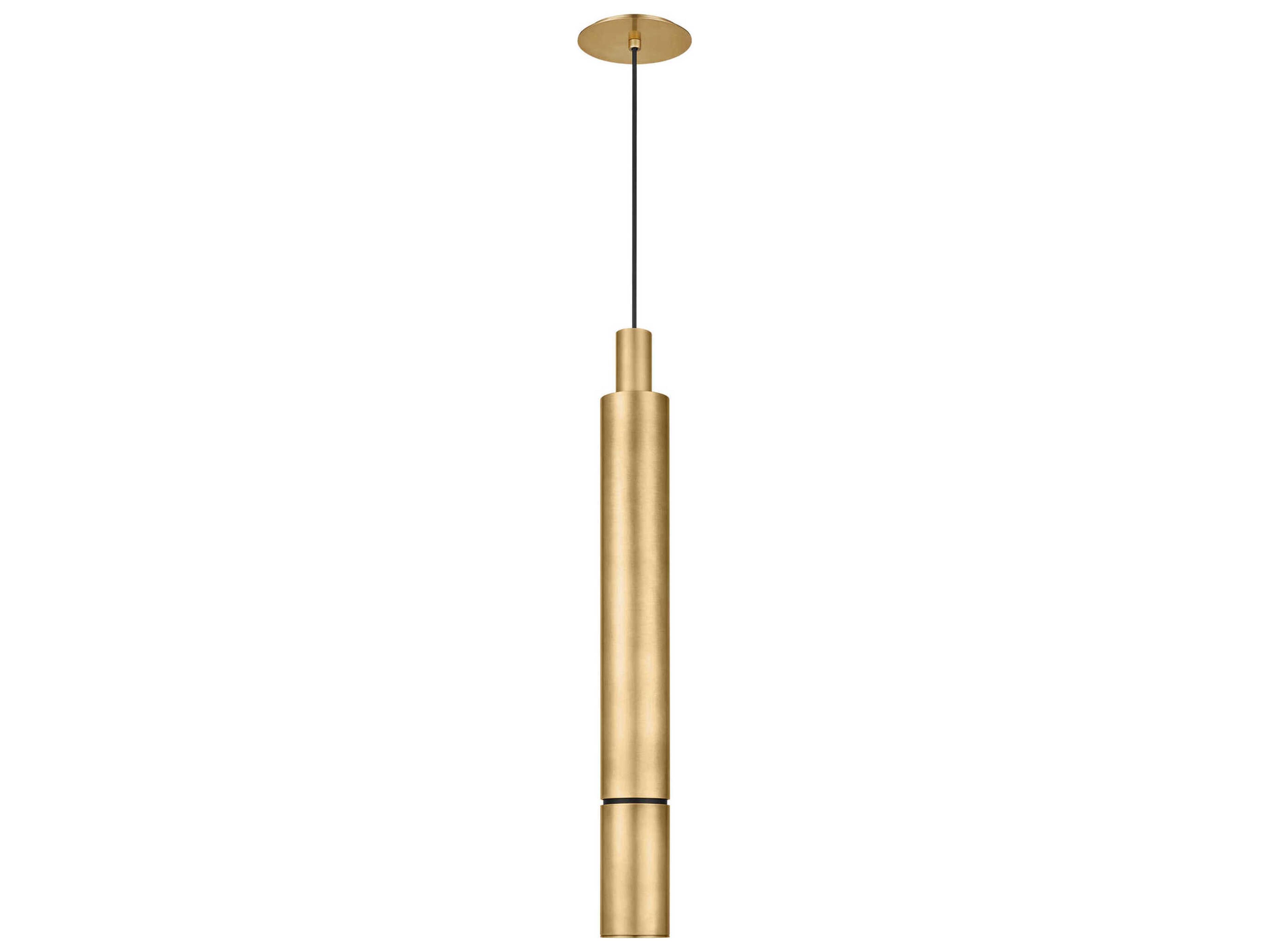 Visual Comfort Modern Sottile 1-Light Natural Brass Cylinder Mini Pendant