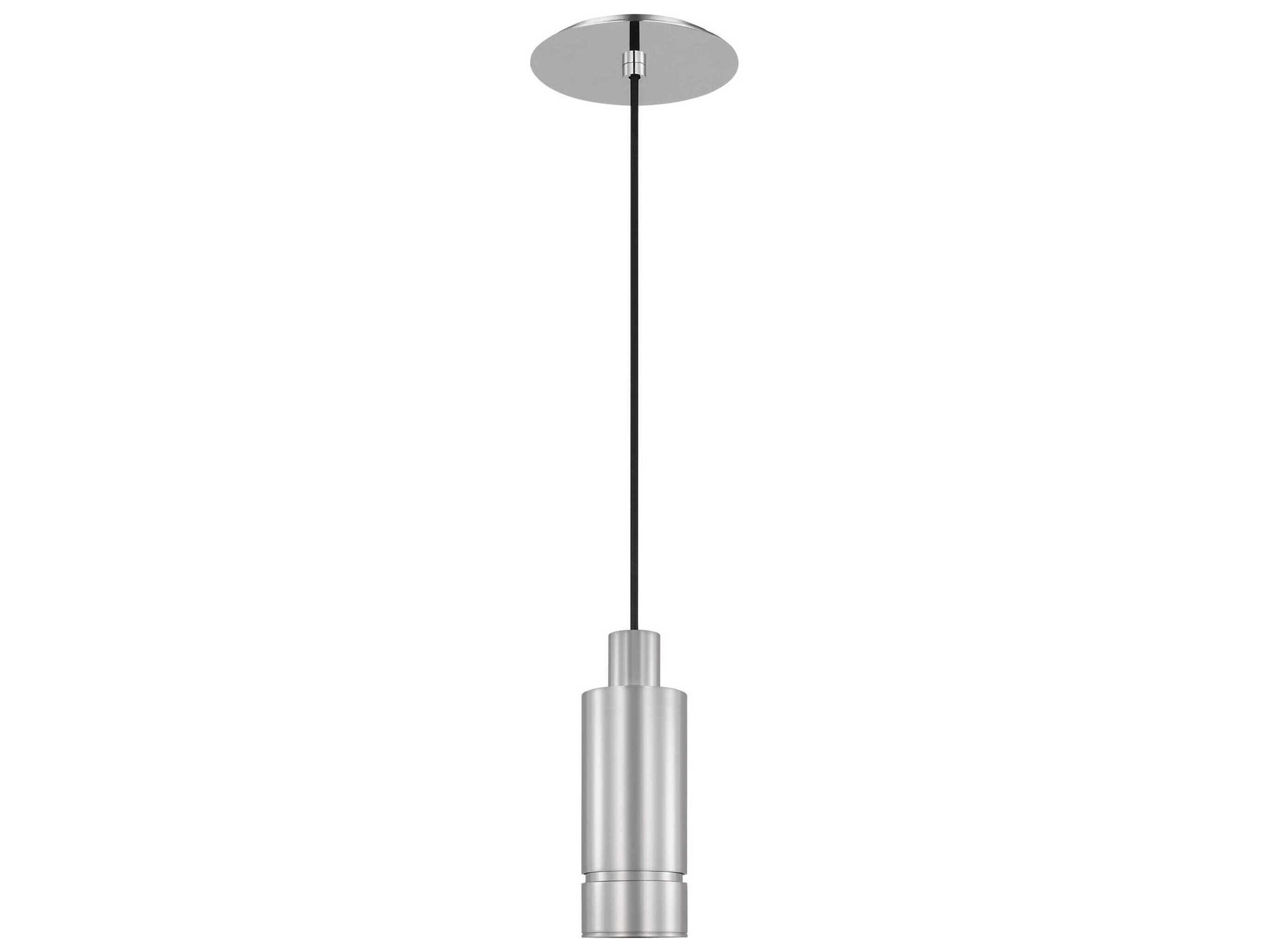 Visual Comfort Modern Sottile 1-Light Polished Stainless Steel Cylinder Mini Pendant