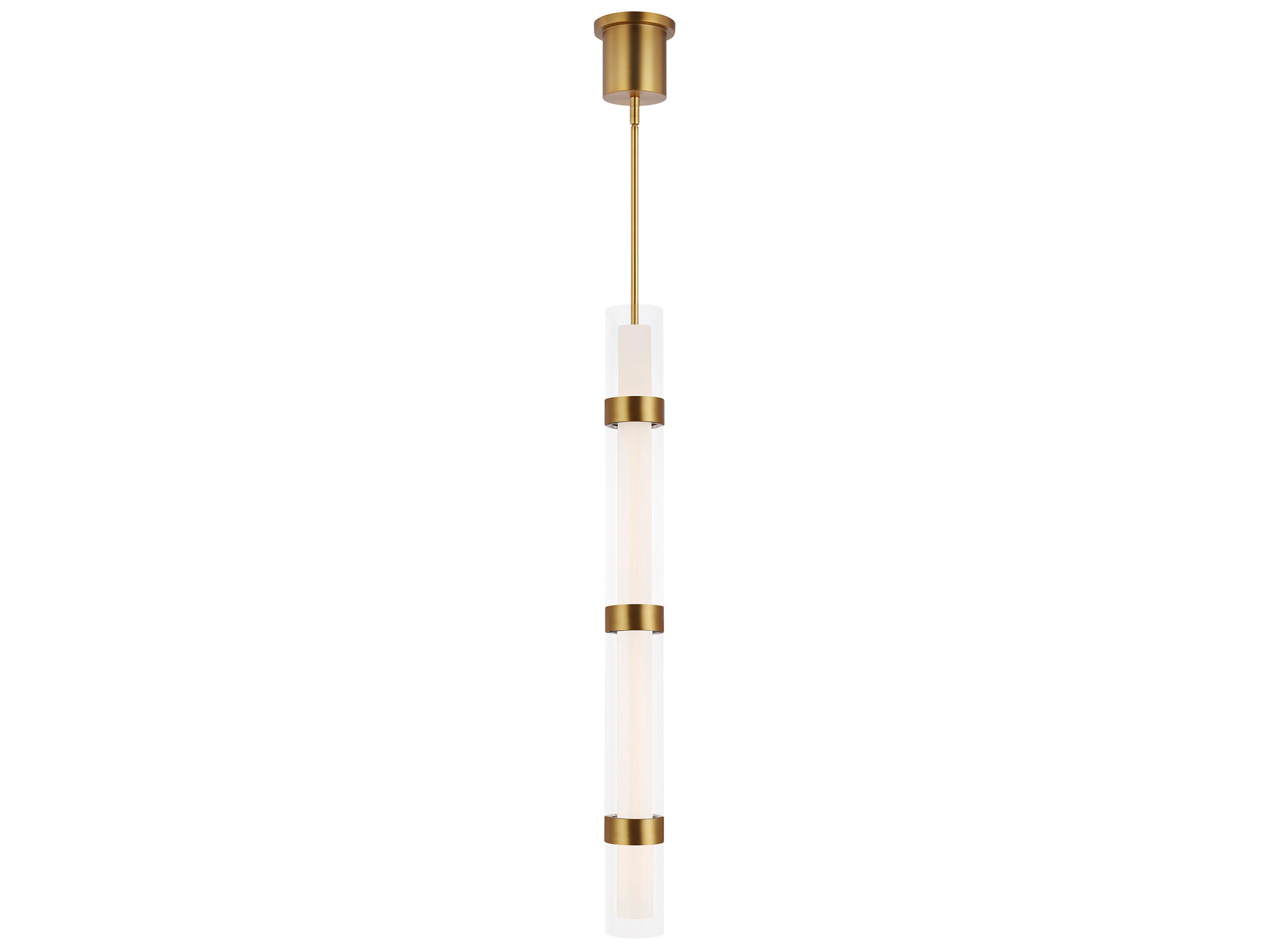 Visual Comfort Modern Wit 1-Light Aged Brass Cylinder Linear Mini Pendant