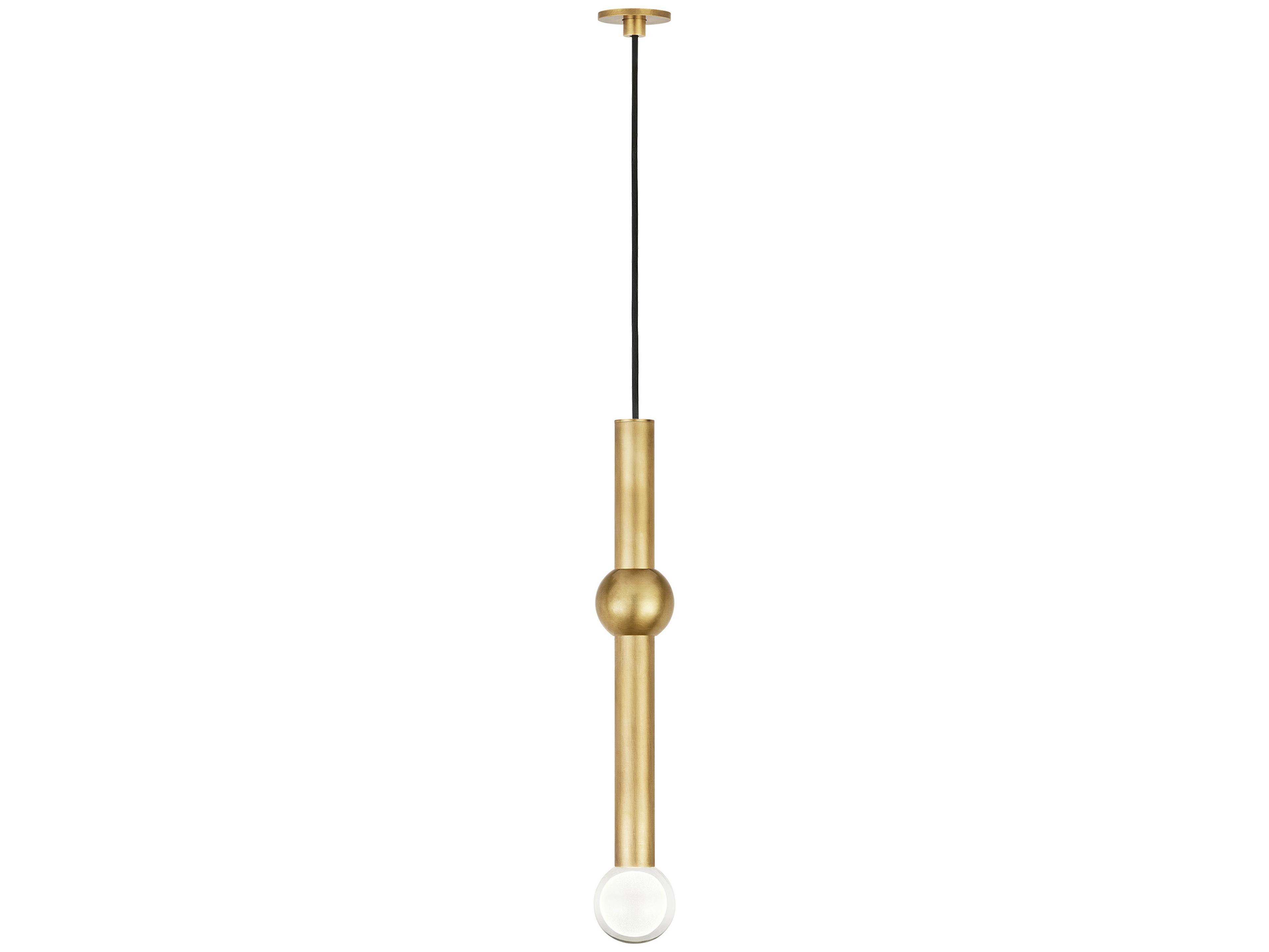 Visual Comfort Modern Guyed 1-Light Natural Brass Linear Mini Pendant