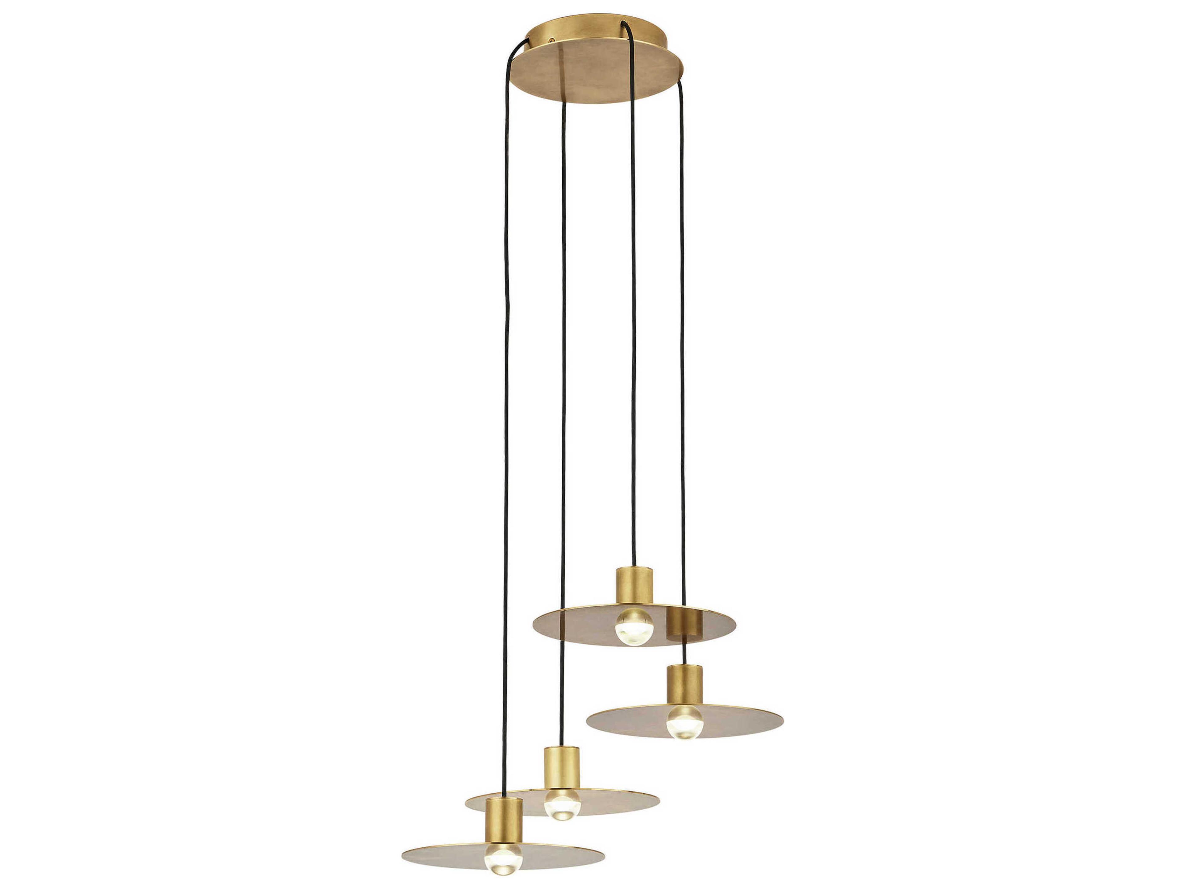 Visual Comfort Modern Eaves 4-Light Natural Brass Pendant