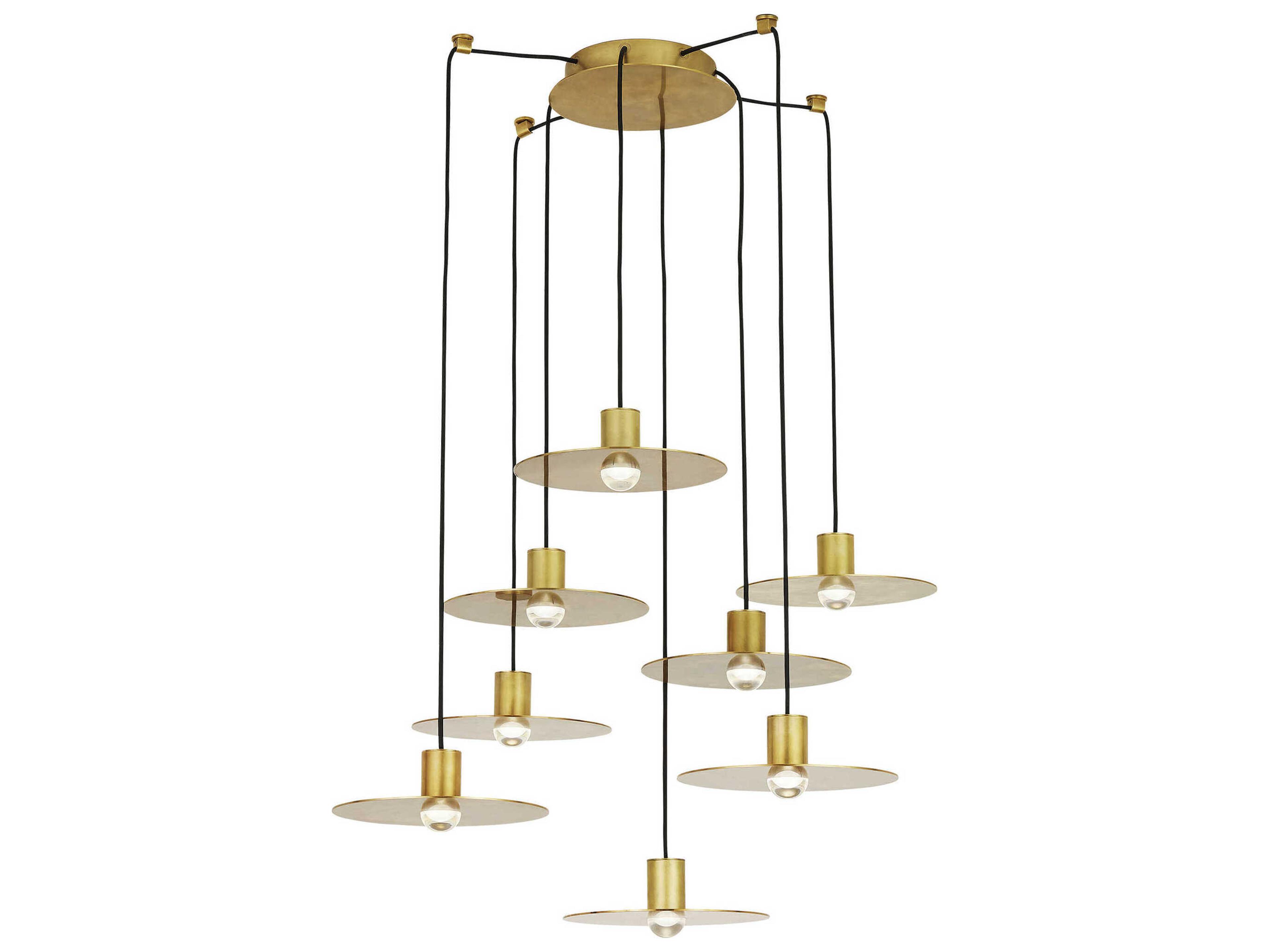 Visual Comfort Modern Eaves 8-Light Natural Brass Pendant