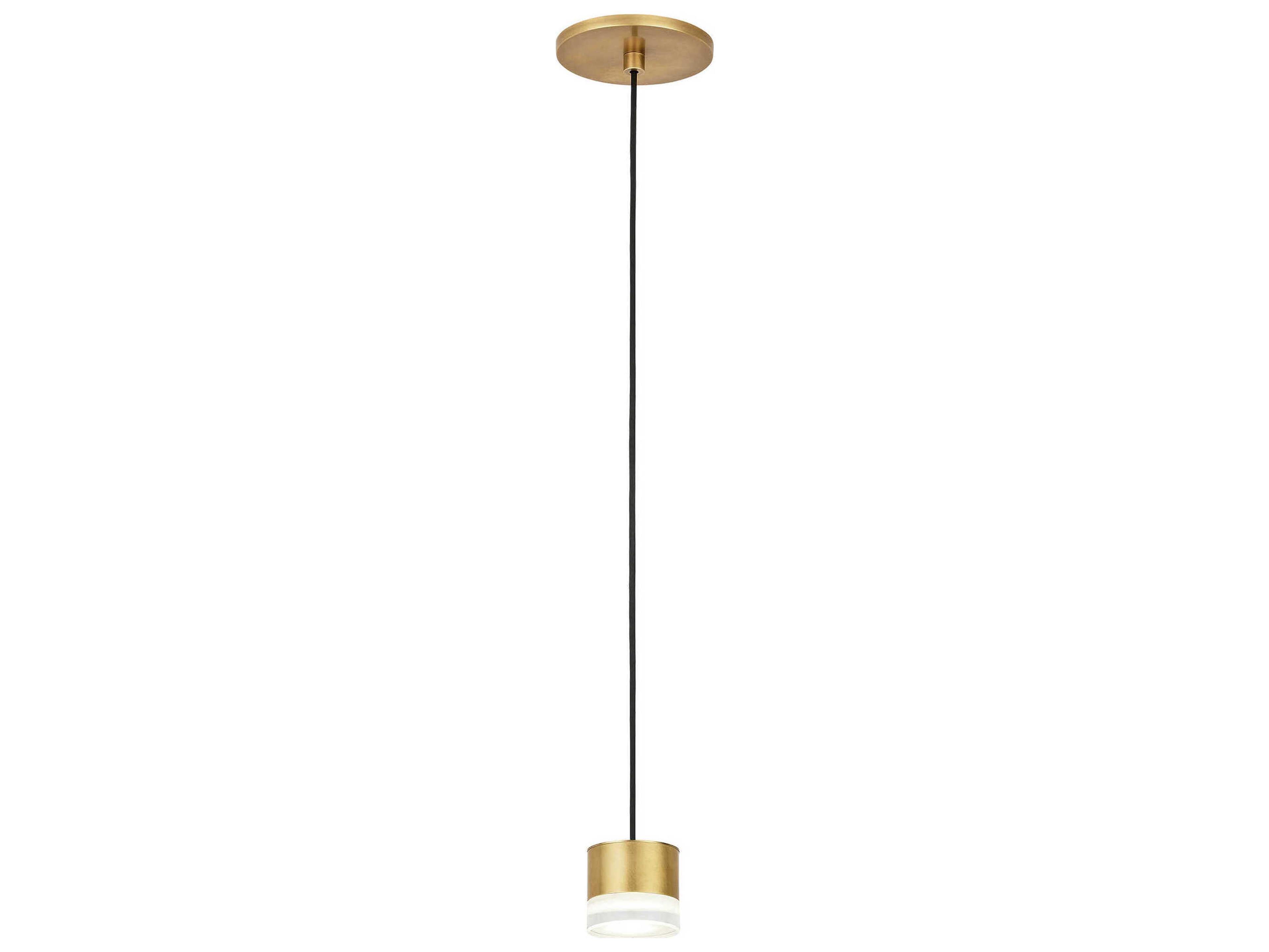 Visual Comfort Modern Gable 1-Light Natural Brass Round Mini Pendant