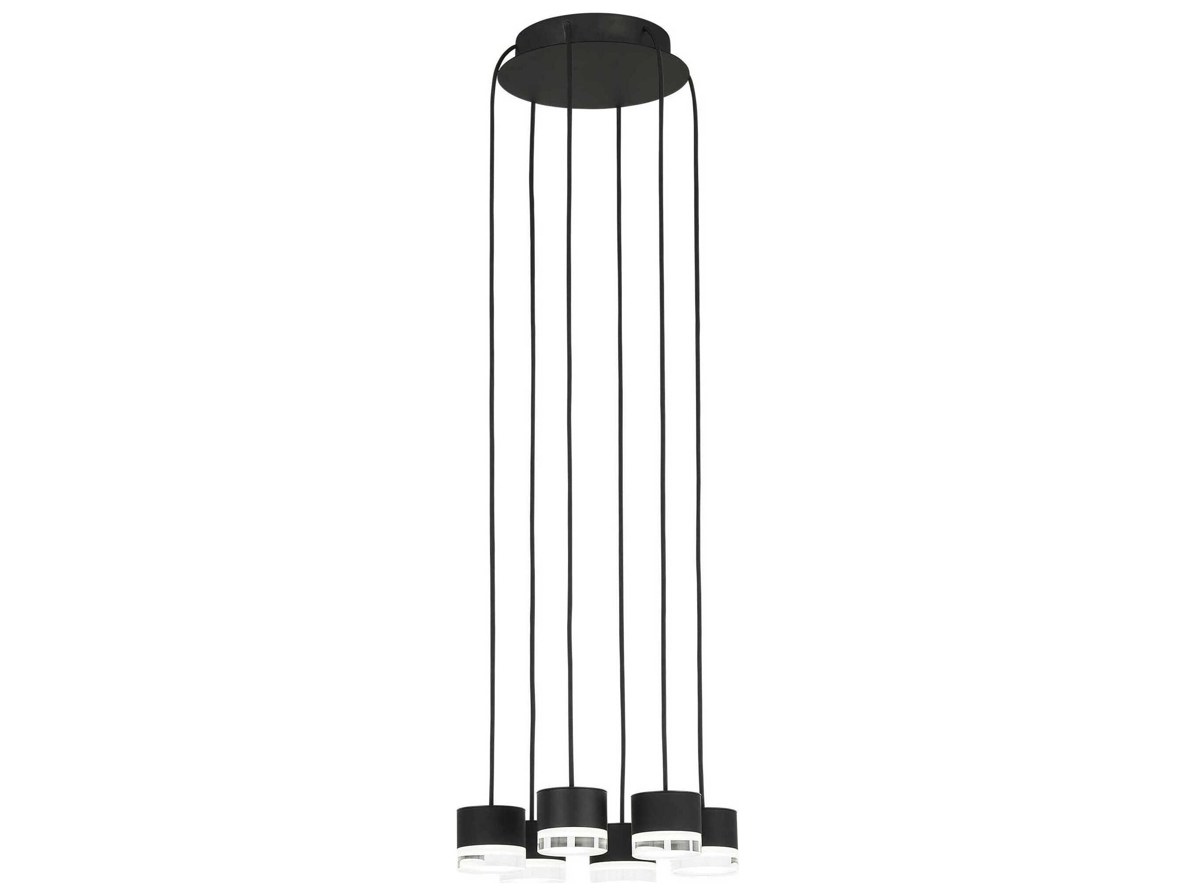 Visual Comfort Modern Gable 6-Light Nightshade Black Mini Pendant