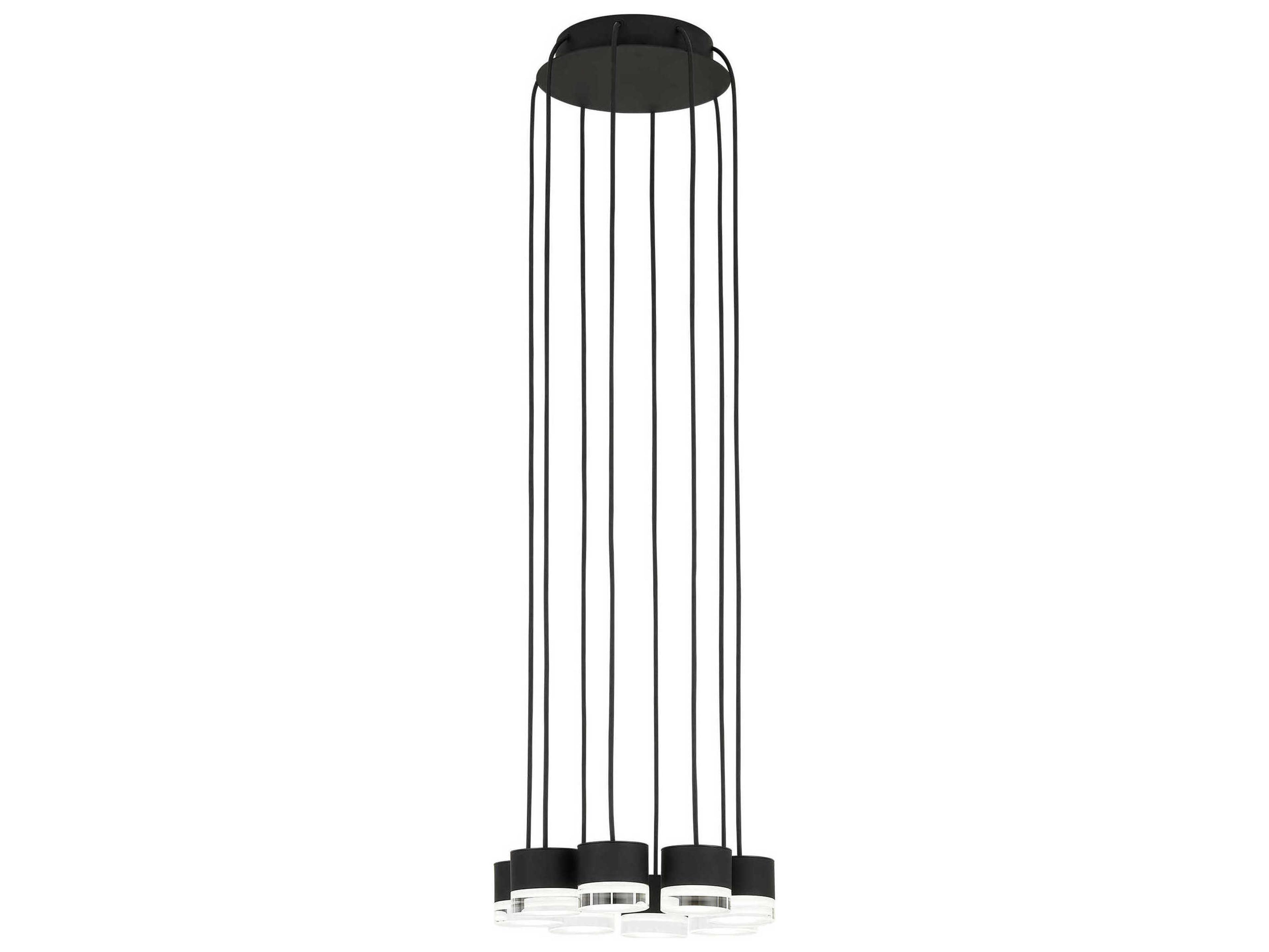 Visual Comfort Modern Gable 8-Light Nightshade Black Mini Pendant