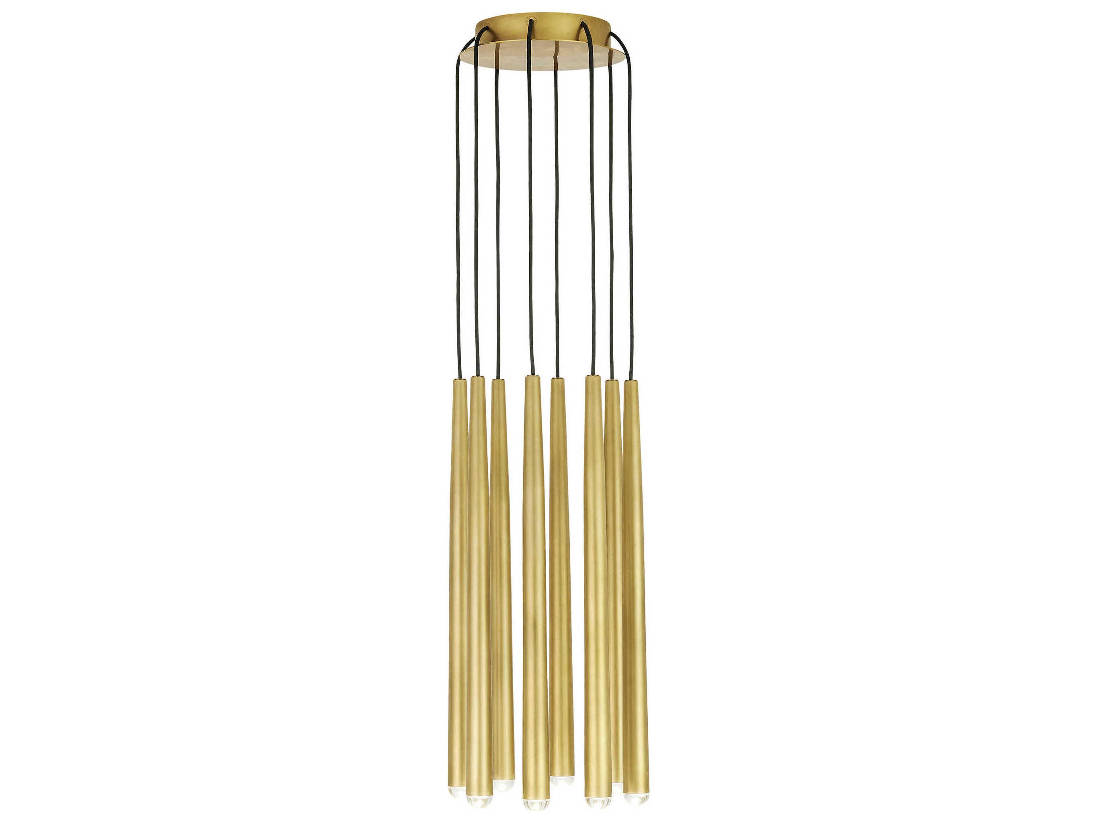 Visual Comfort Modern Pylon 8-Light Natural Brass Linear Mini Pendant