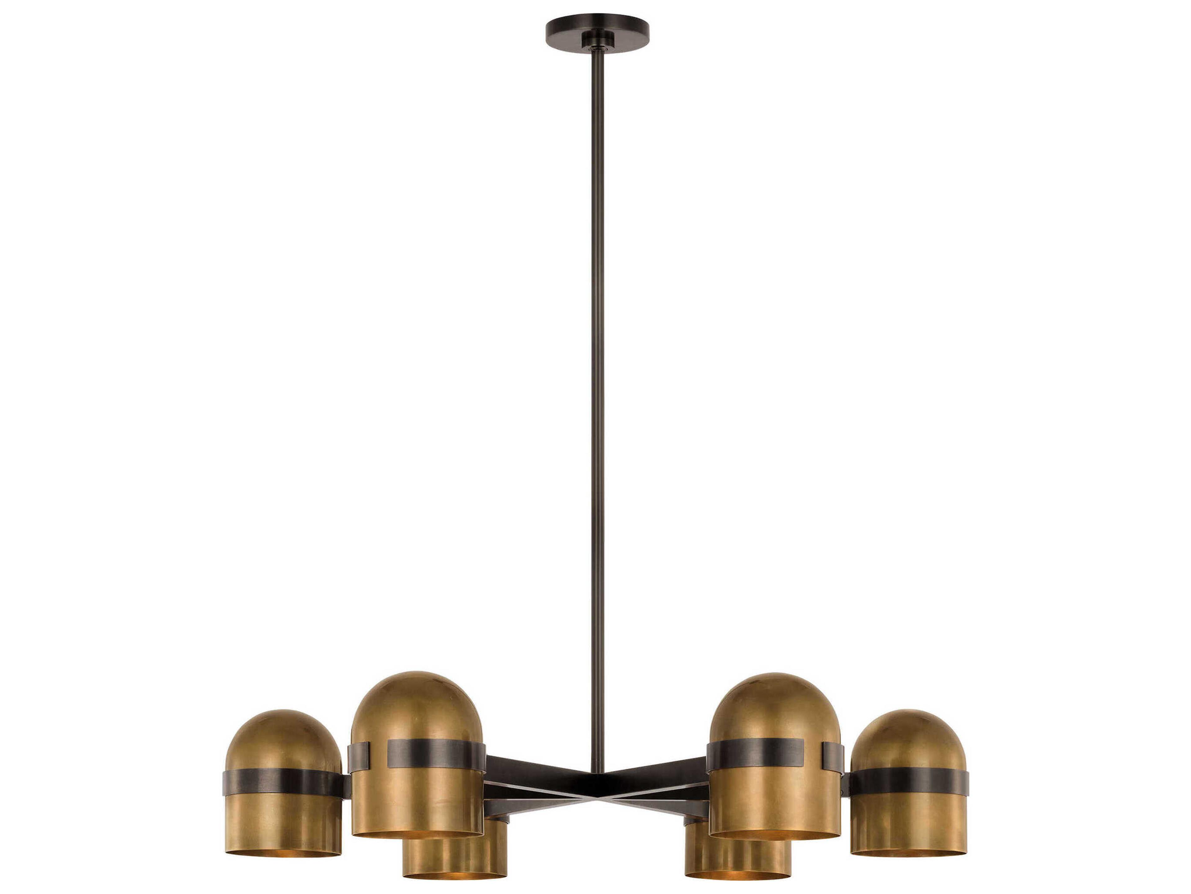Visual Comfort Modern Octavia 6-Light Blackened Bronze bright Worn Brass Dome Chandelier
