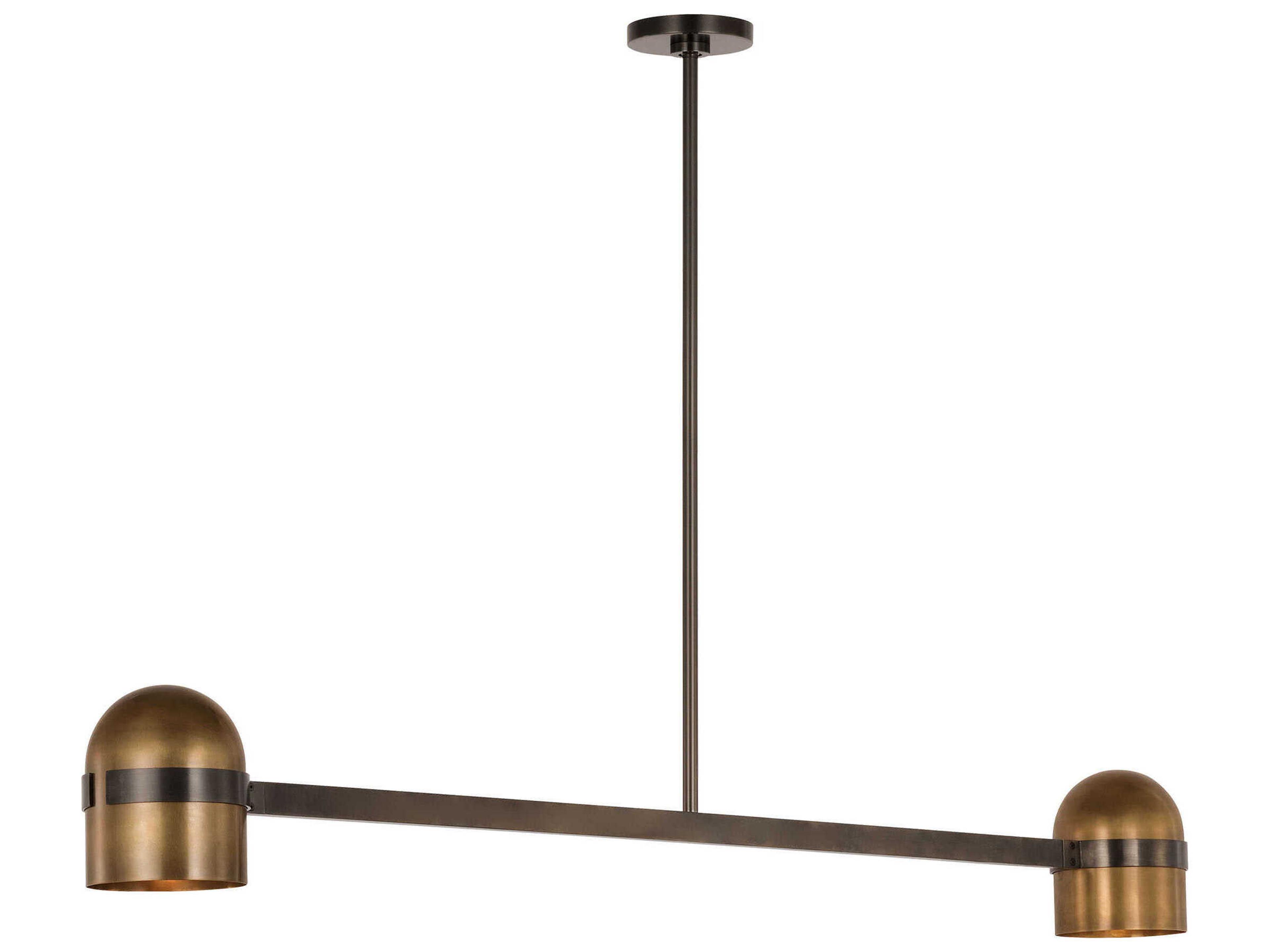 Visual Comfort Modern Octavia 2-Light Blackened Bronze bright Worn Brass Dome Linear Island Pendant