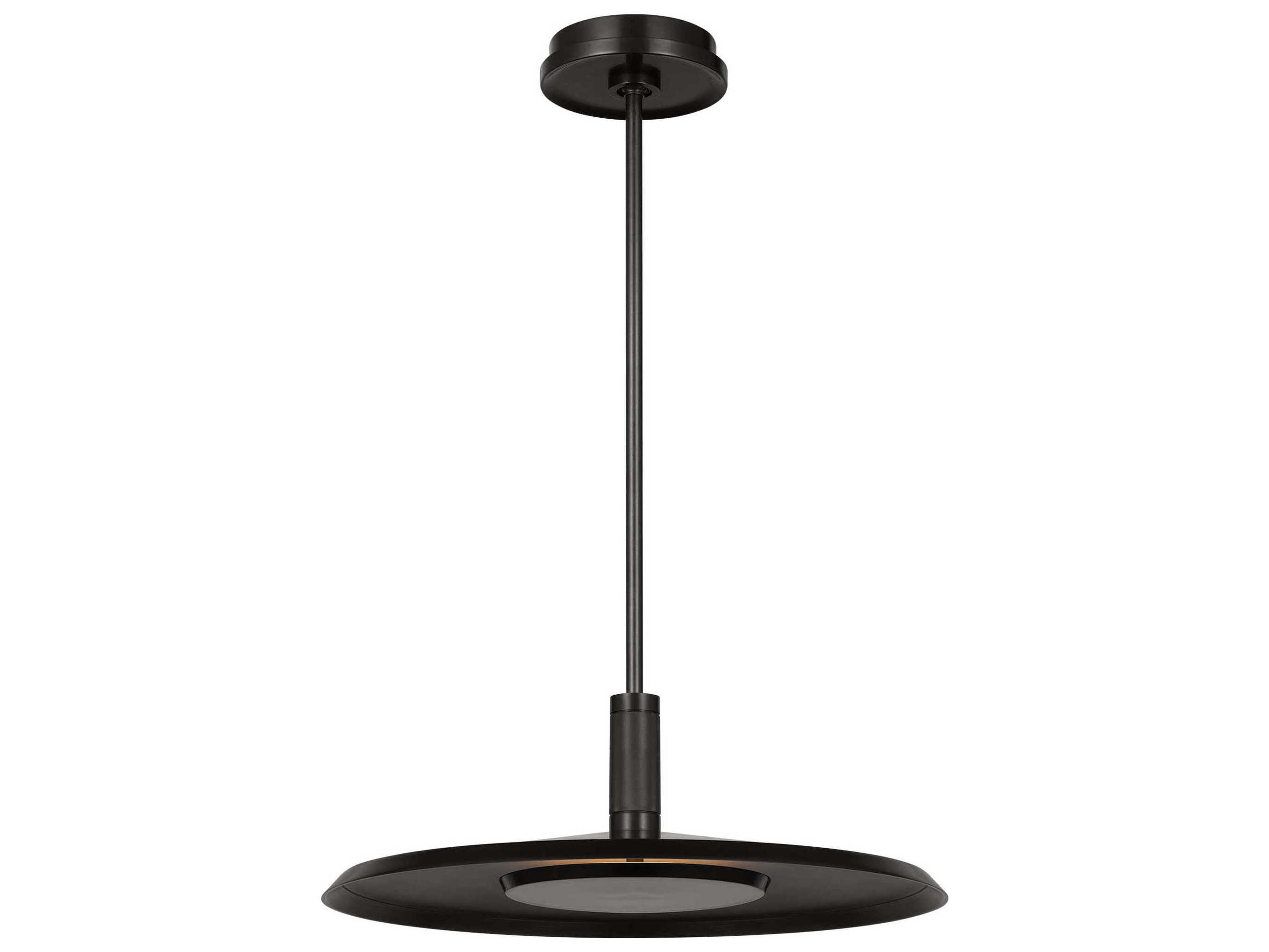 Visual Comfort Modern Saucer 1-Light Dark Bronze Round Pendant