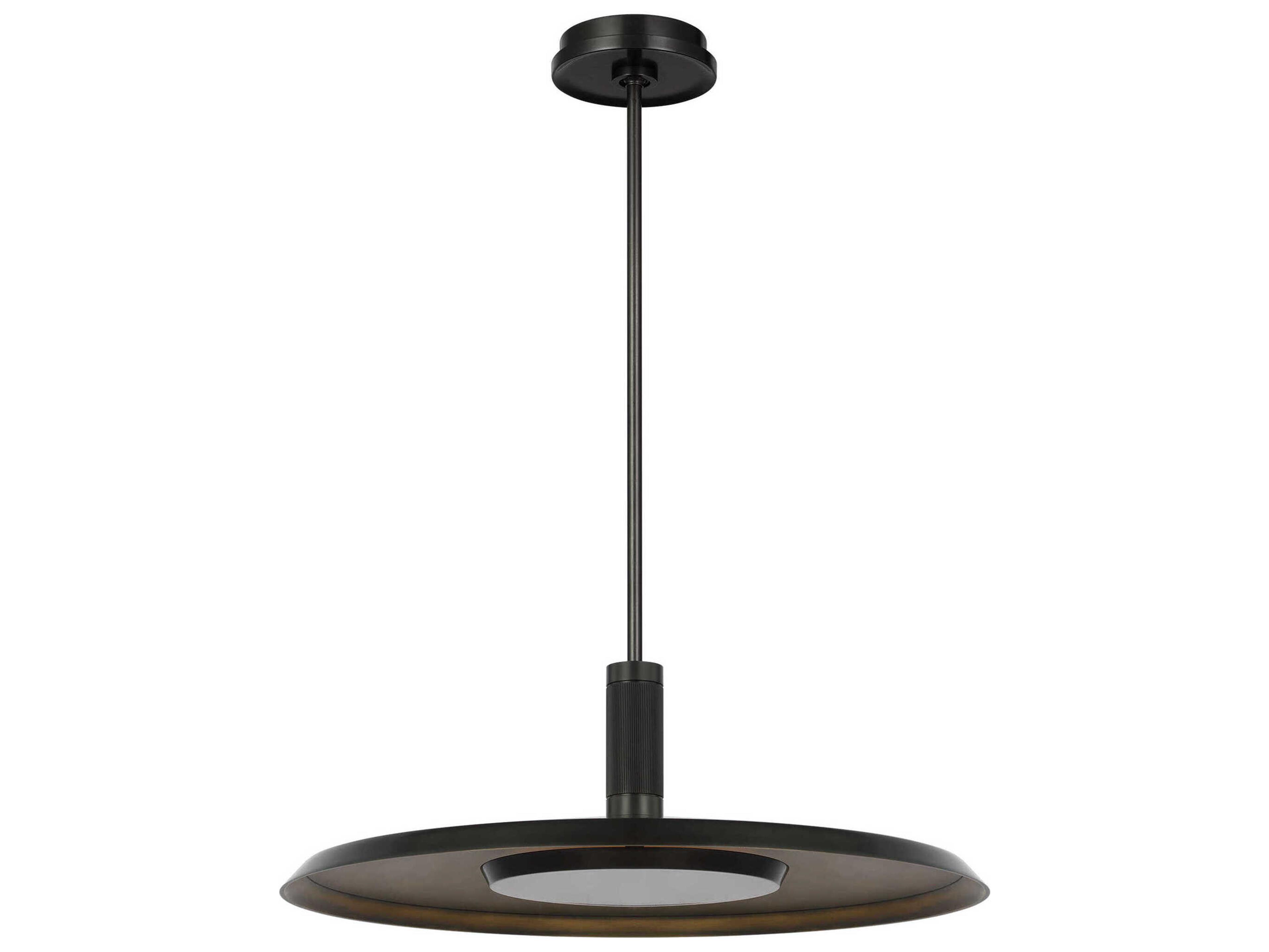 Visual Comfort Modern Saucer 1-Light Dark Bronze darkened Brass Round Pendant