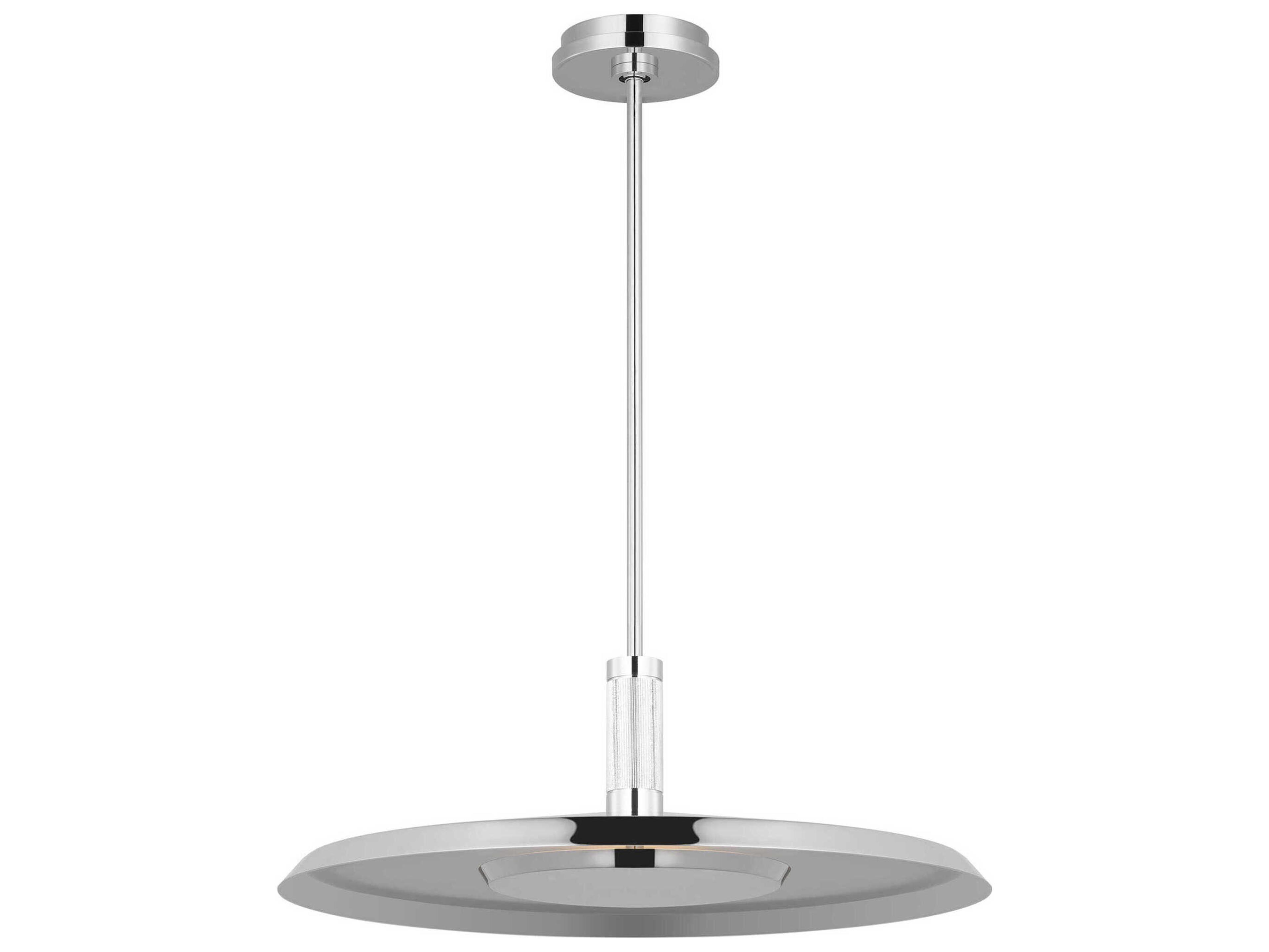 Visual Comfort Modern Saucer 1-Light Polished Nickel Round Pendant