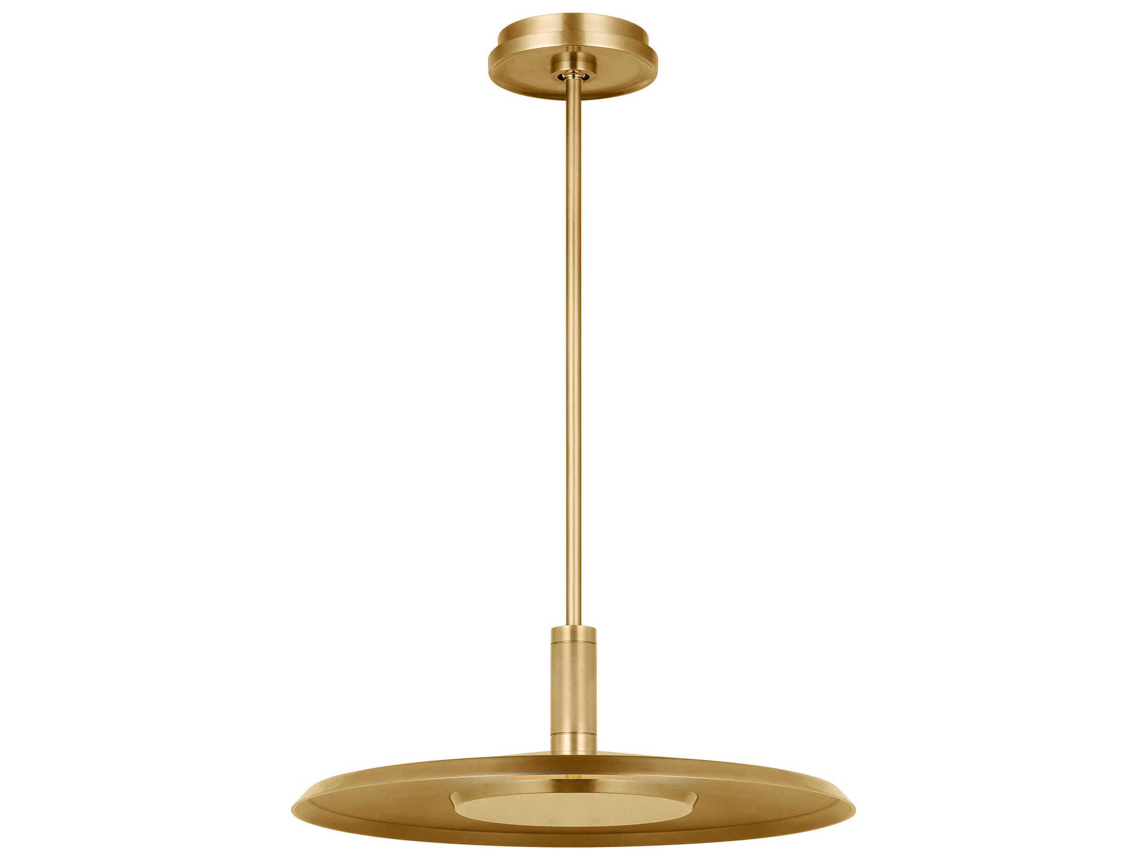 Visual Comfort Modern Saucer 1-Light Natural Brass Round Pendant