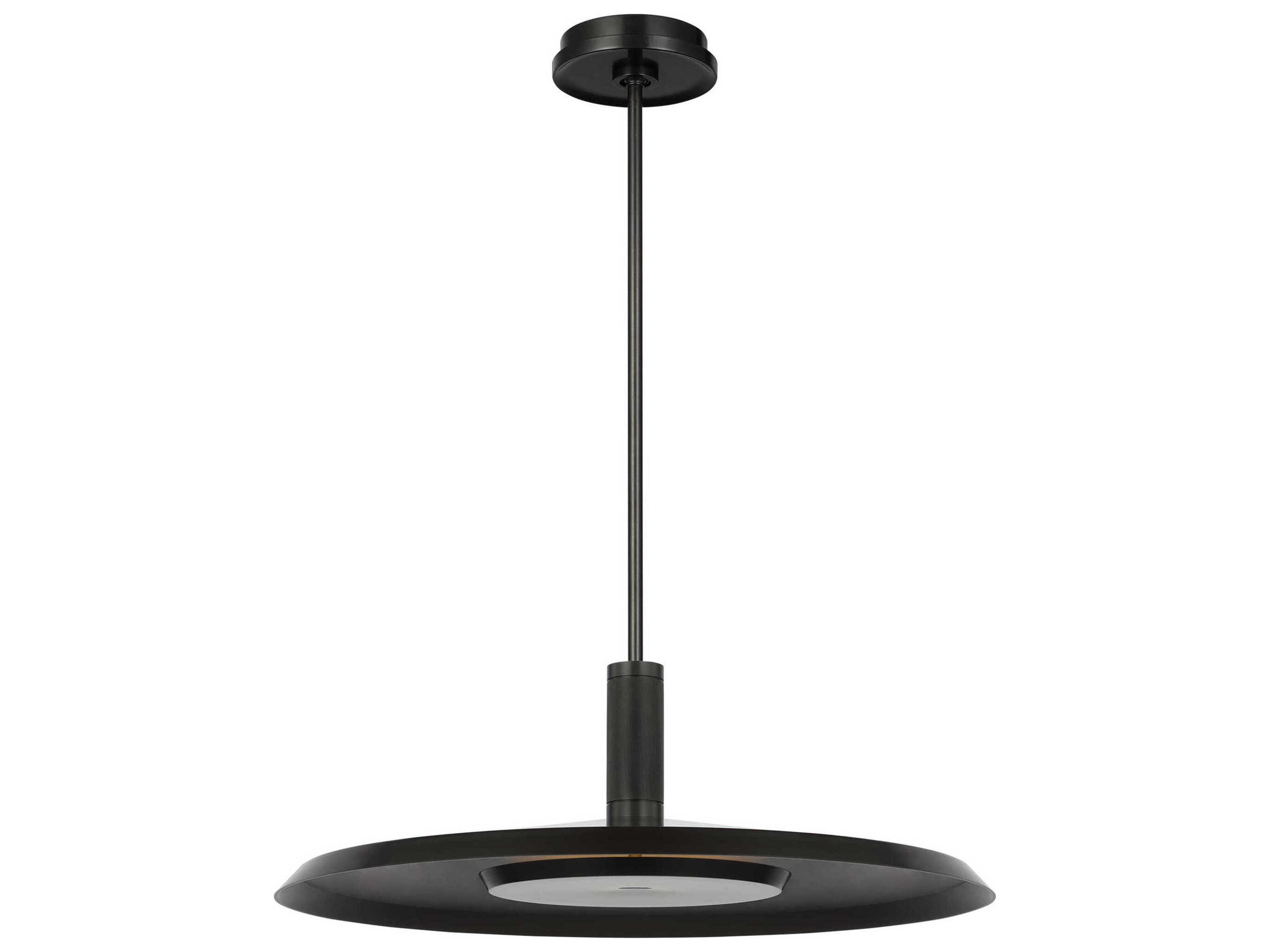 Visual Comfort Modern Saucer 1-Light Dark Bronze Round Pendant