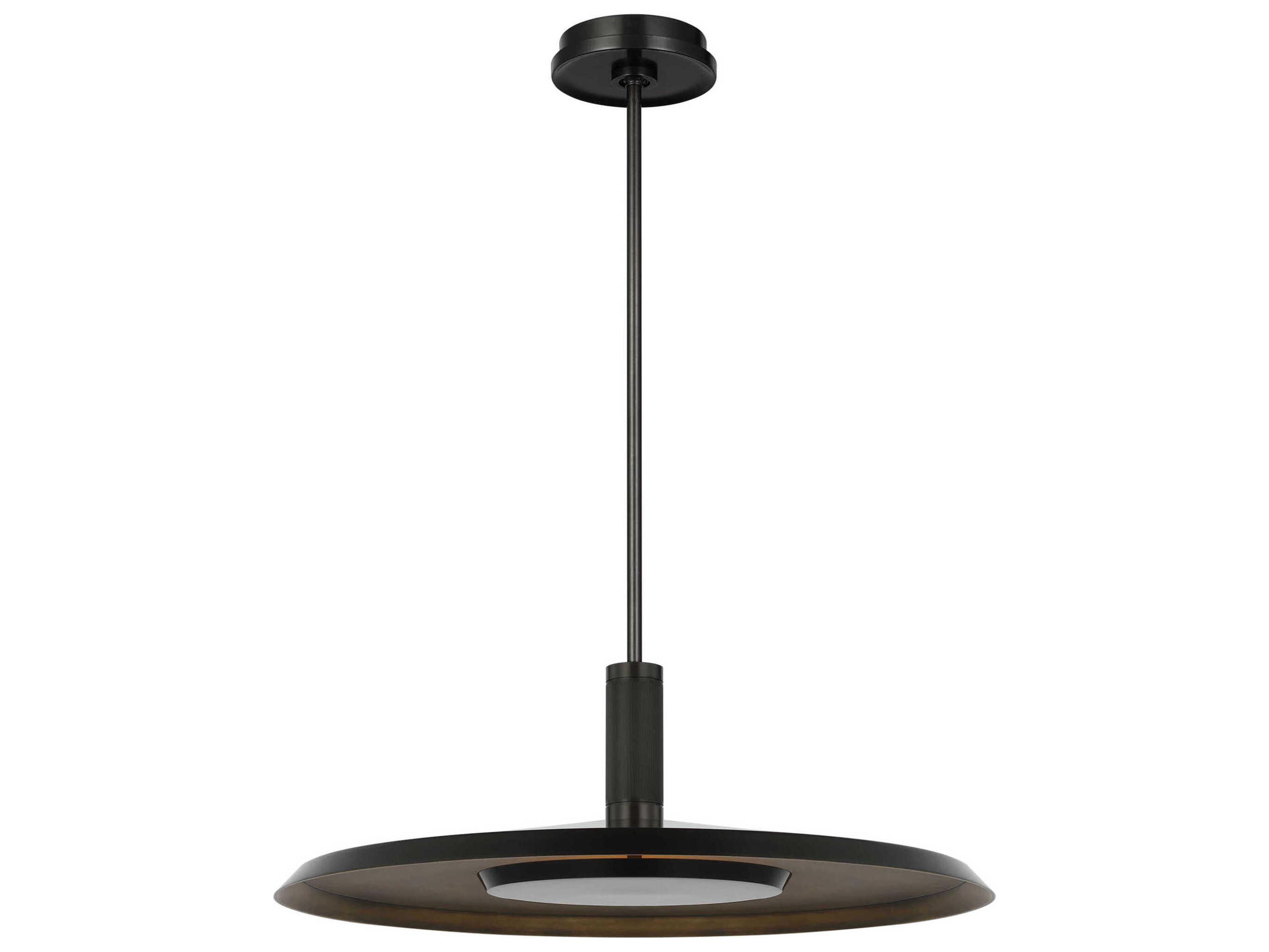 Visual Comfort Modern Saucer 1-Light Dark Bronze darkened Brass Round Pendant