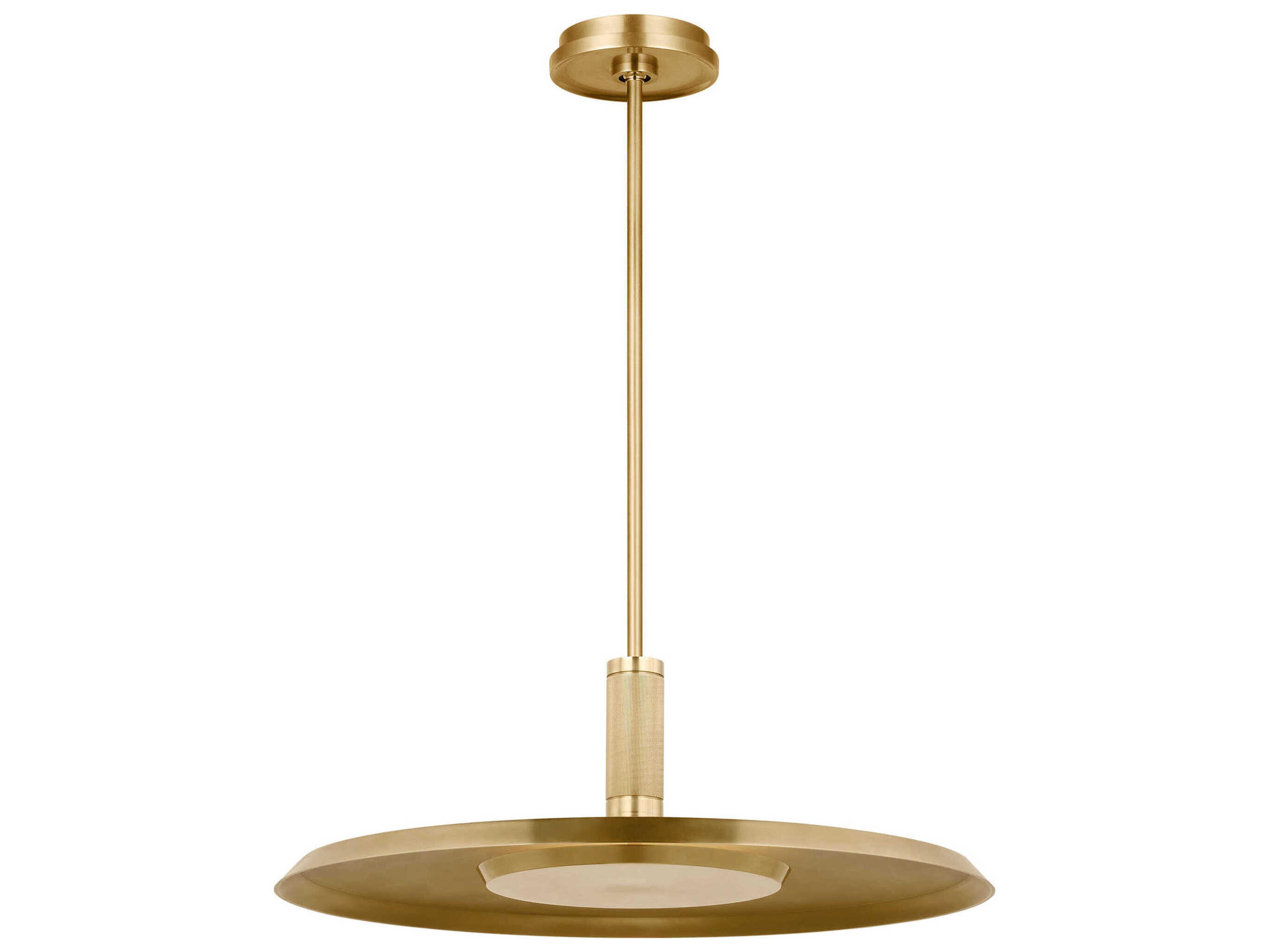 Visual Comfort Modern Saucer 1-Light Natural Brass Round Pendant