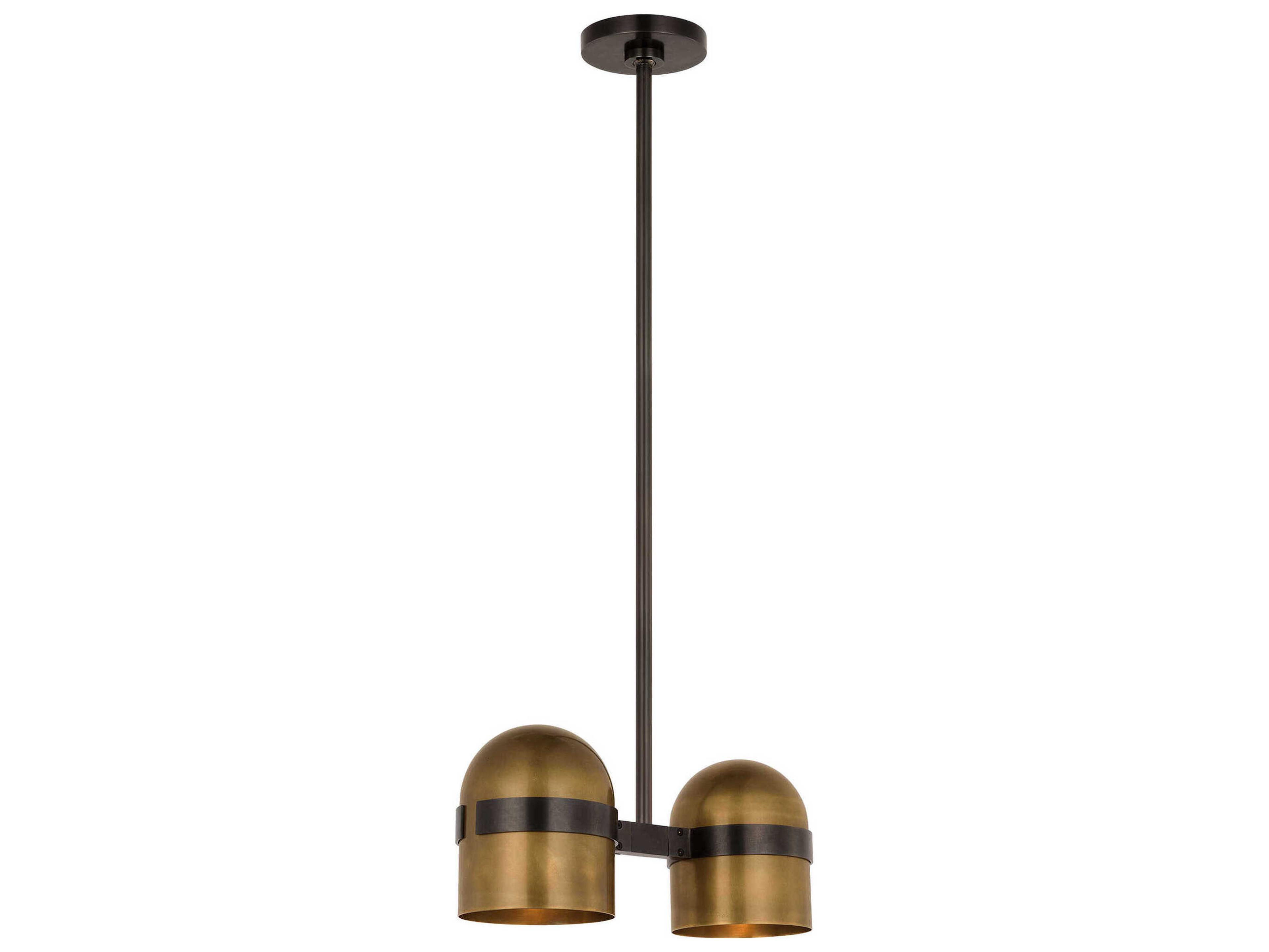 Visual Comfort Modern Octavia 2-Light Blackened Bronze bright Worn Brass Dome Pendant